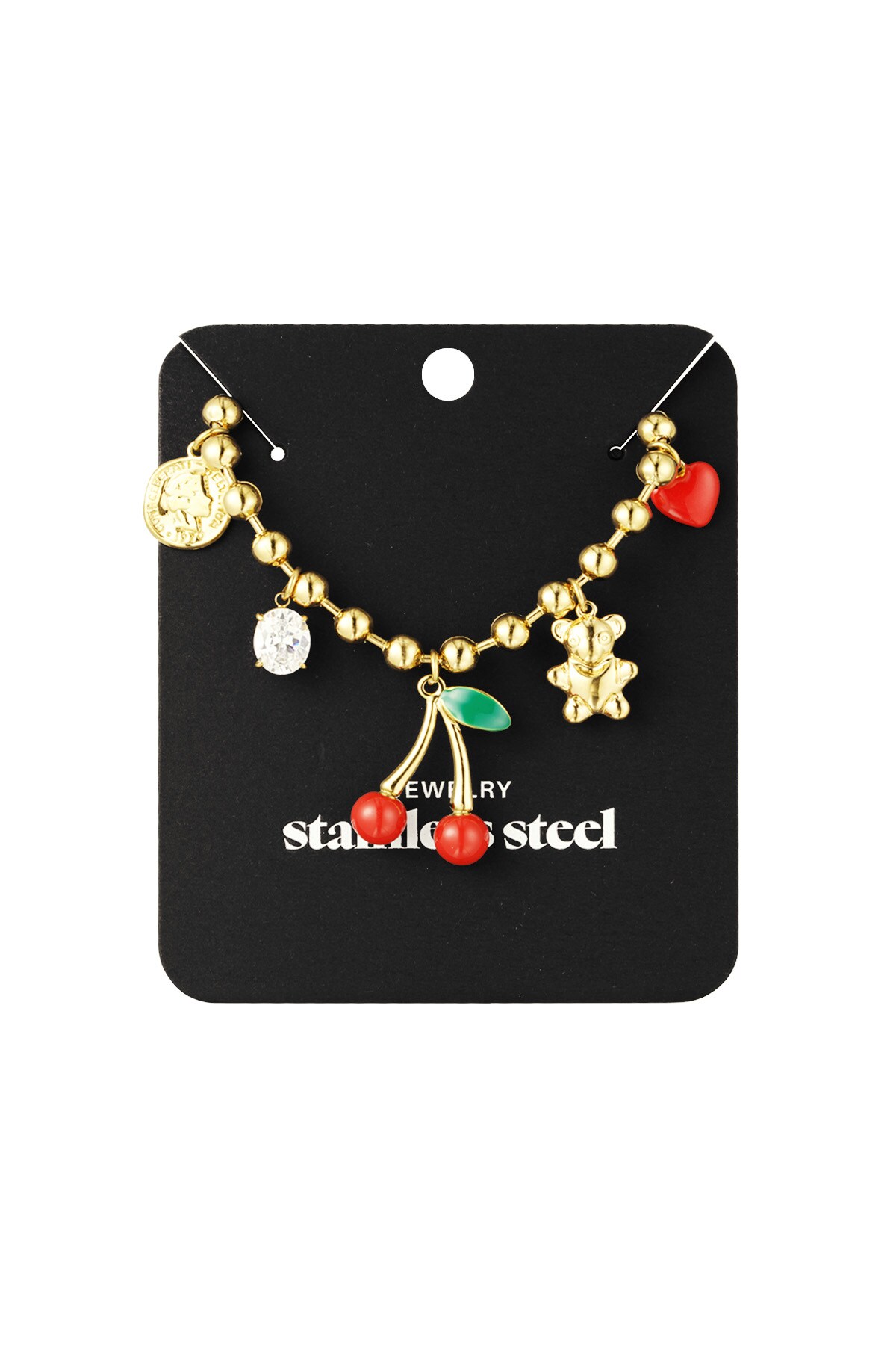 Cherry chaser charm necklace - gold colored h5 Picture2