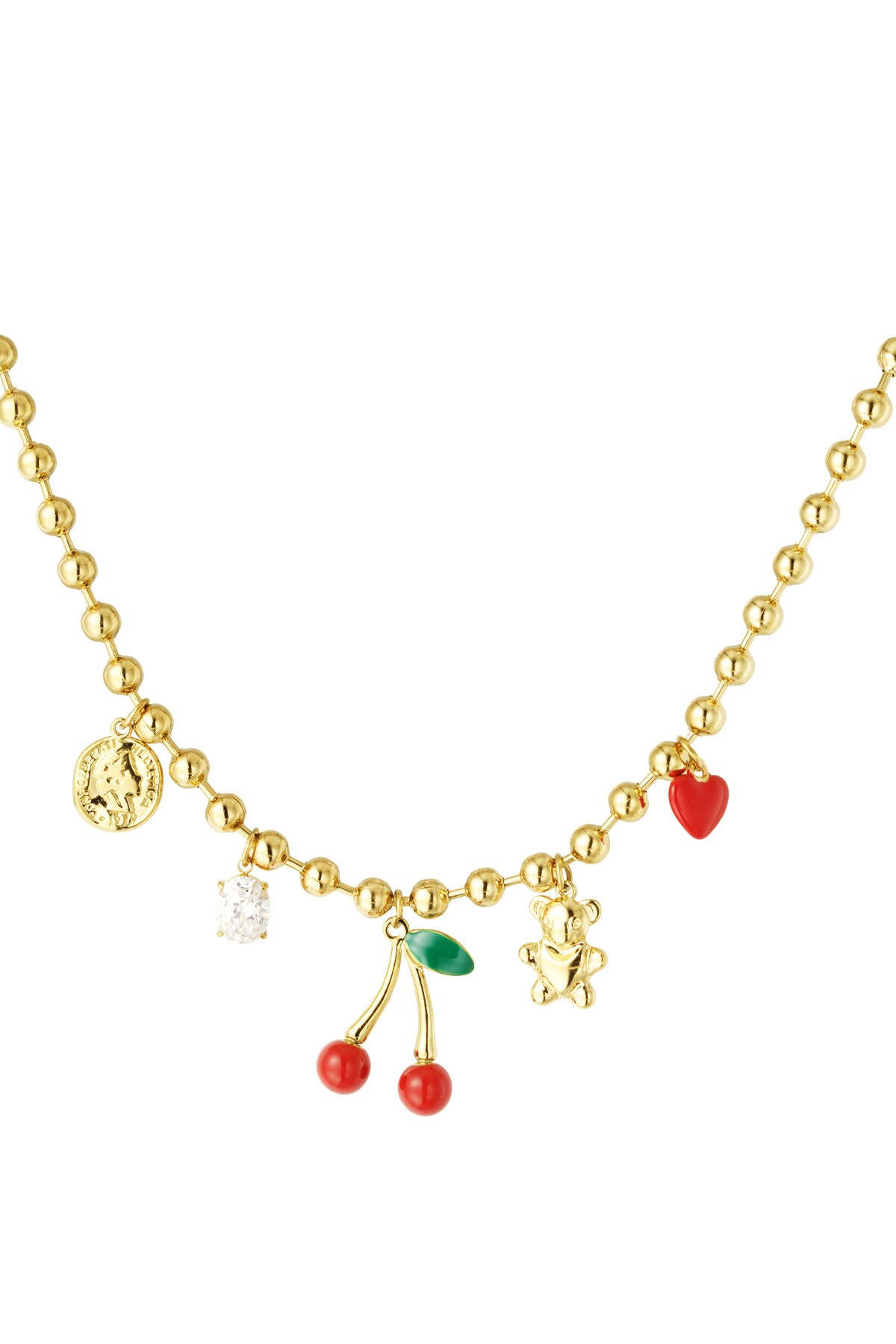 Cherry chaser charm necklace - gold colored h5 