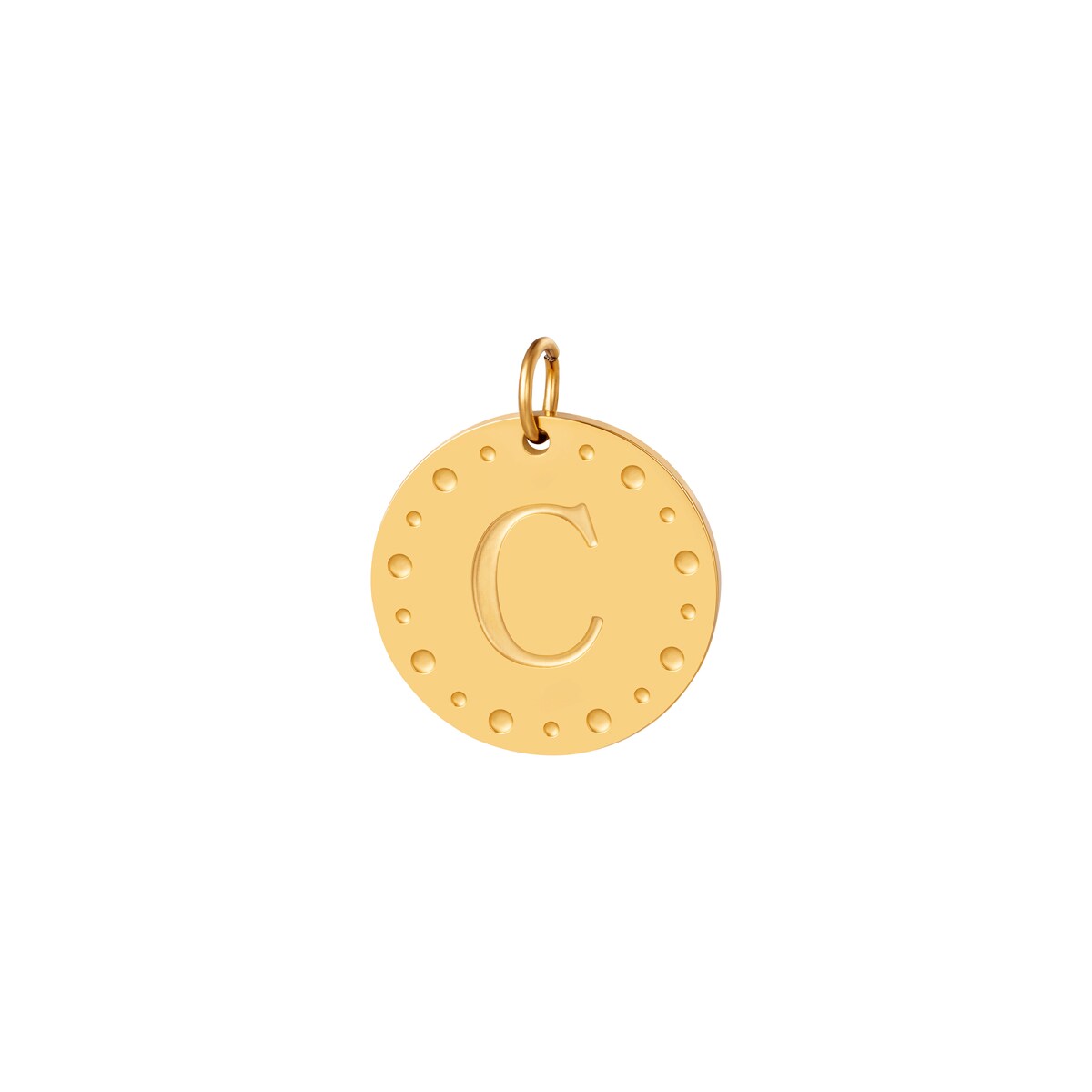 Gold color / Circle charm initial A Picture10