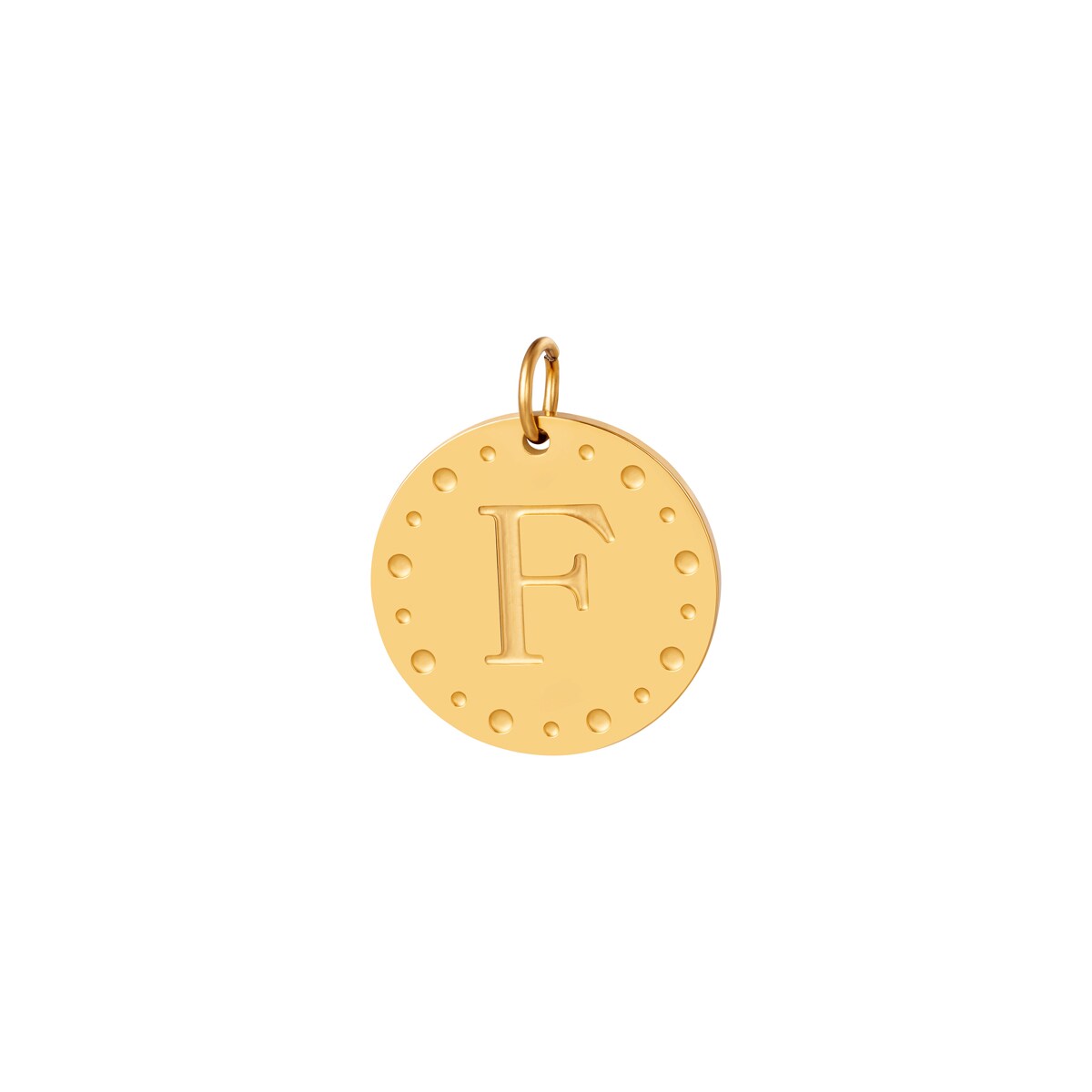 Gold color / Circle charm initial F Picture45