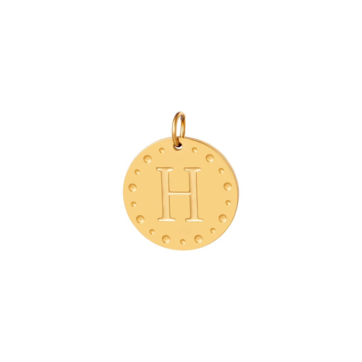 Gold color / Circle charm initial A Picture12