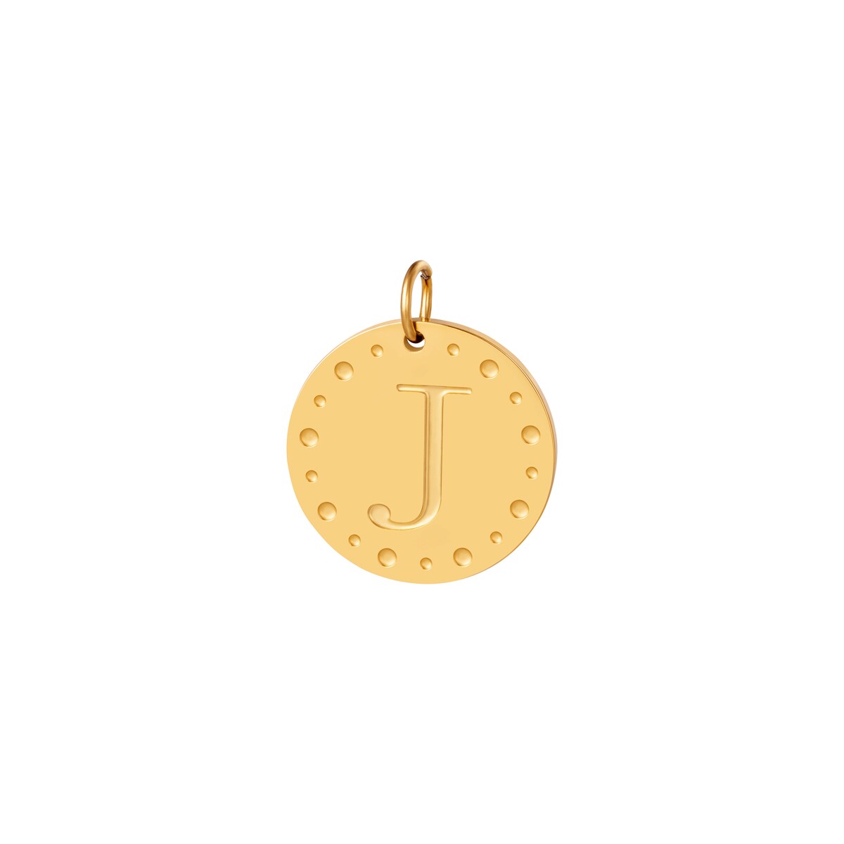 Gold color / Circle charm initial A Picture13