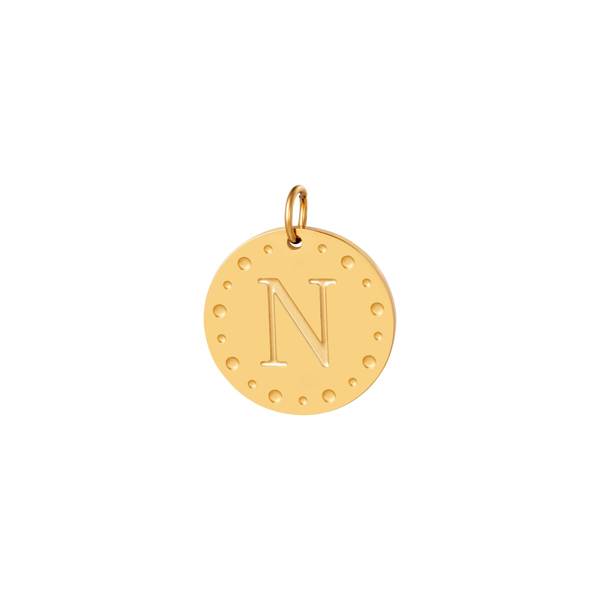 Gold color / Circle charm initial A Picture14