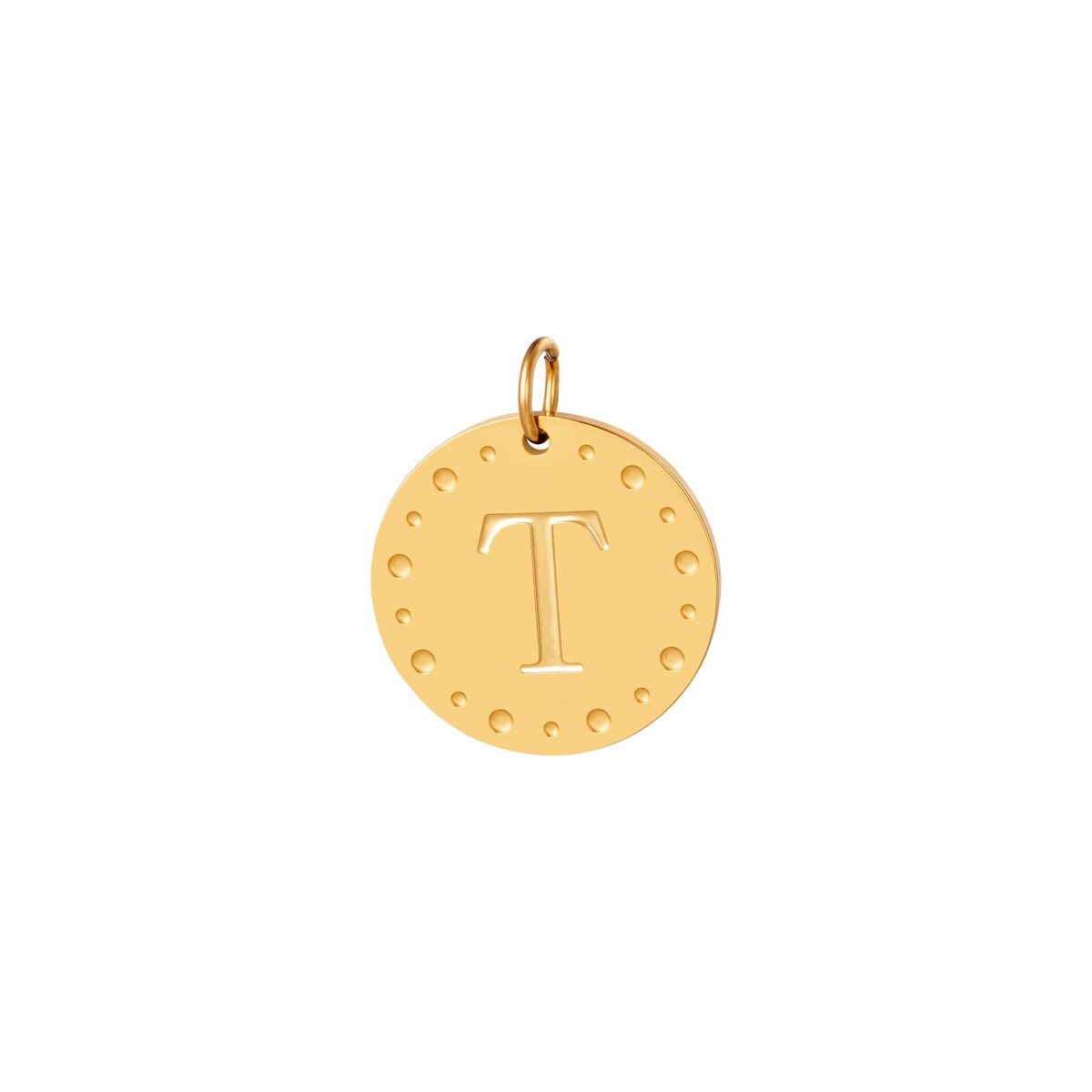 Gold color / Circle charm initial A Picture16