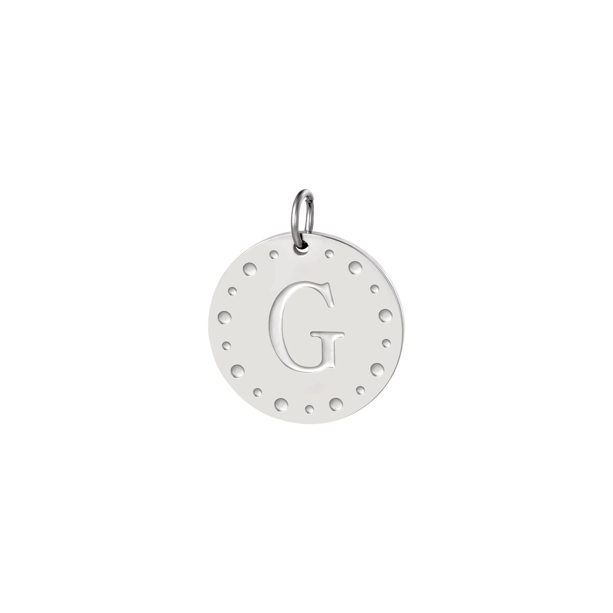 Silver color / Circle charm initial A Picture32