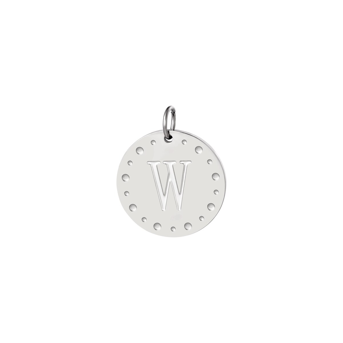 Silver color / Circle charm initial A Picture48