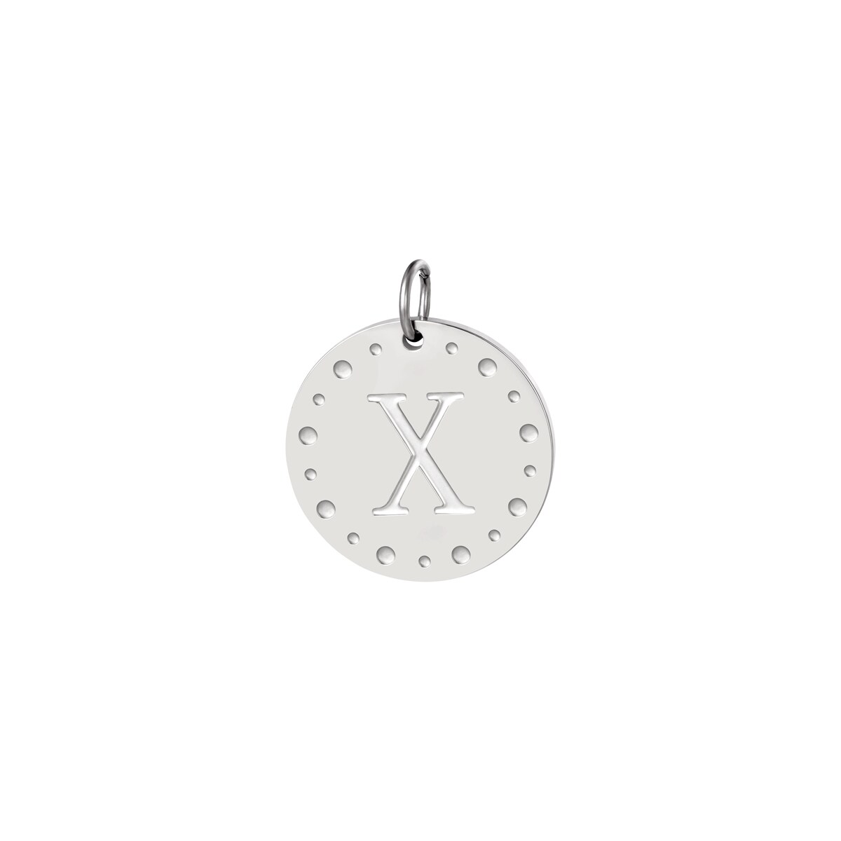 Silver color / Circle charm initial A Picture49