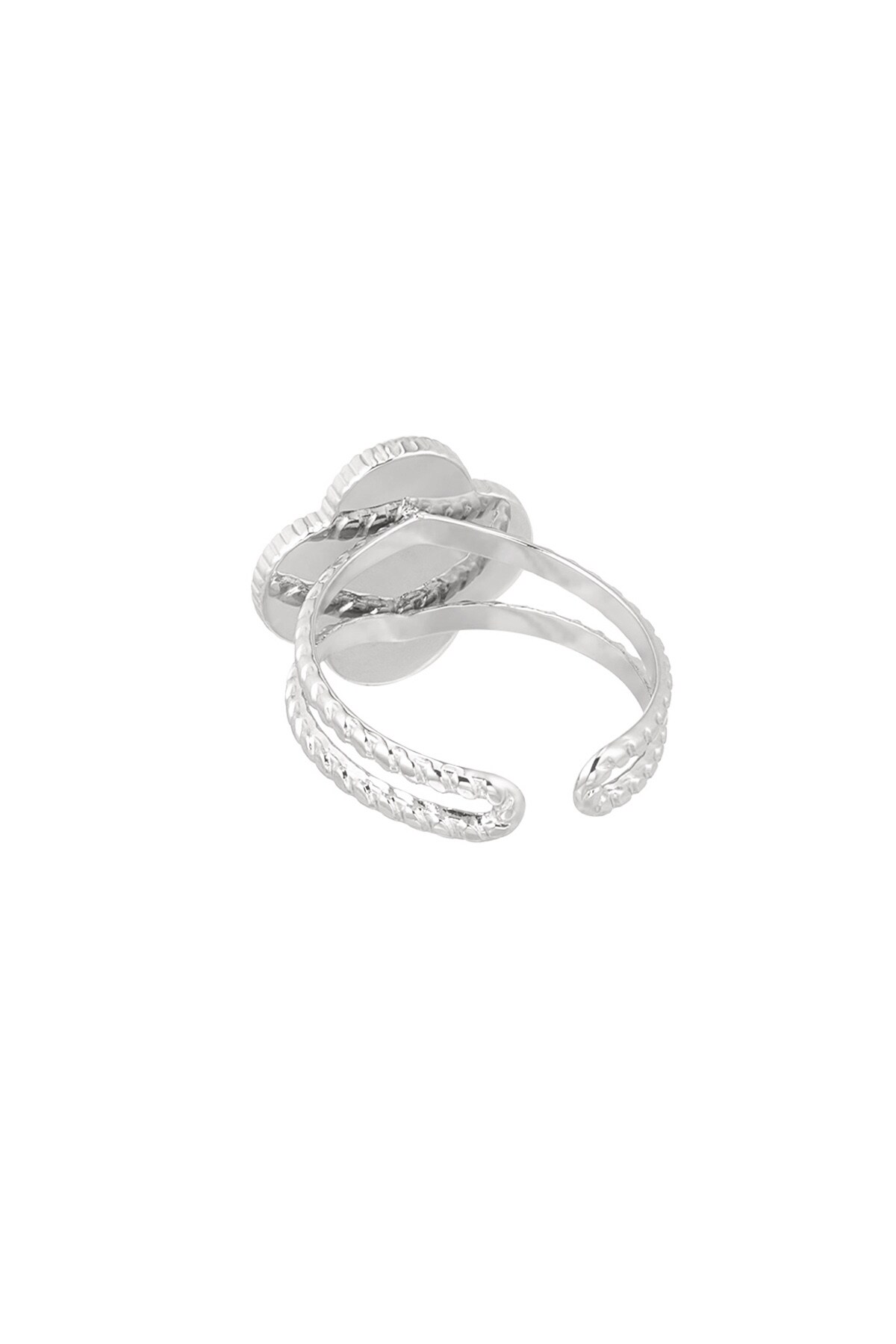 Ring clover white - Silver color h5 Picture3