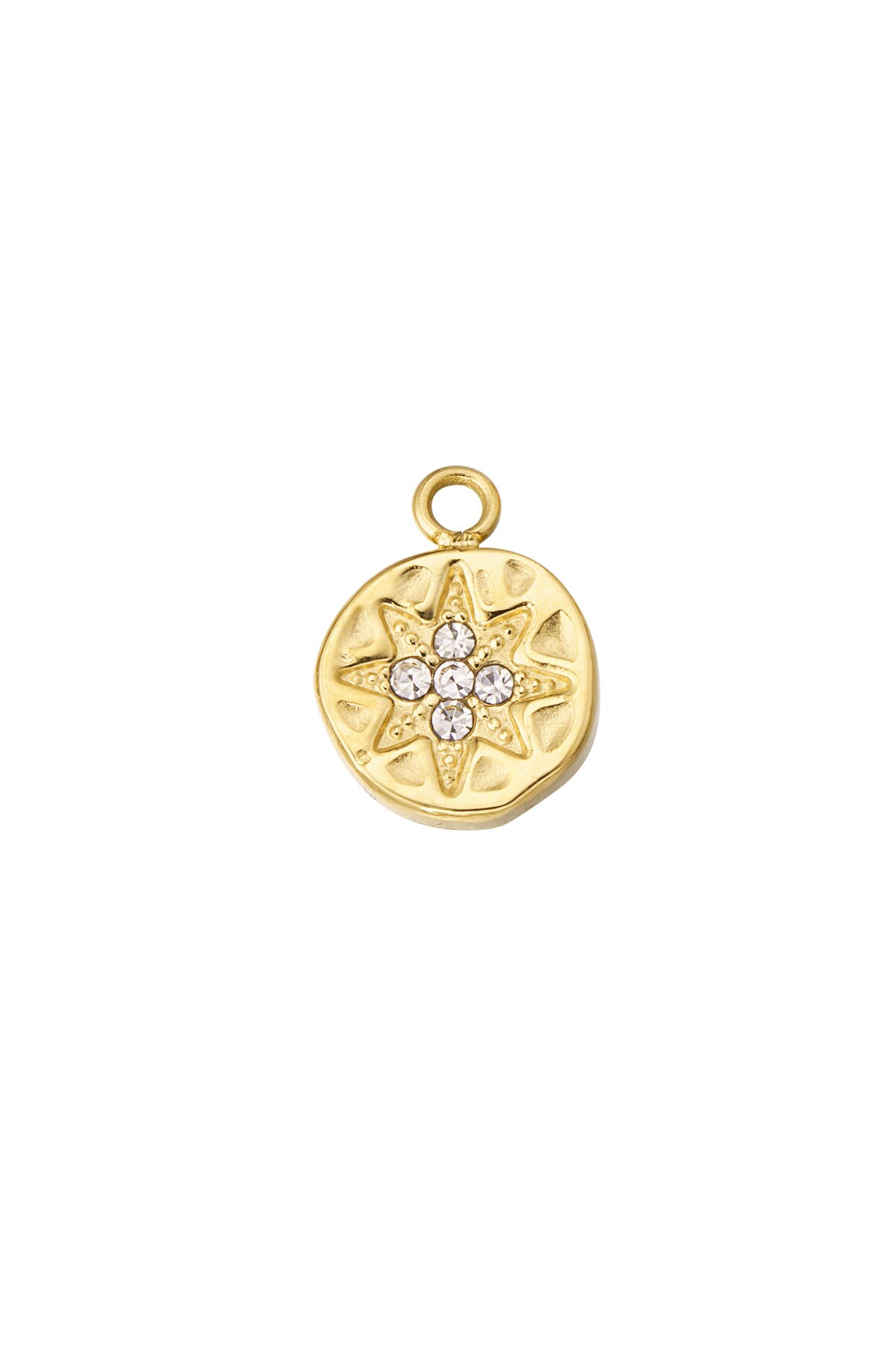 DIY charm coin star with stones - Gold color h5 