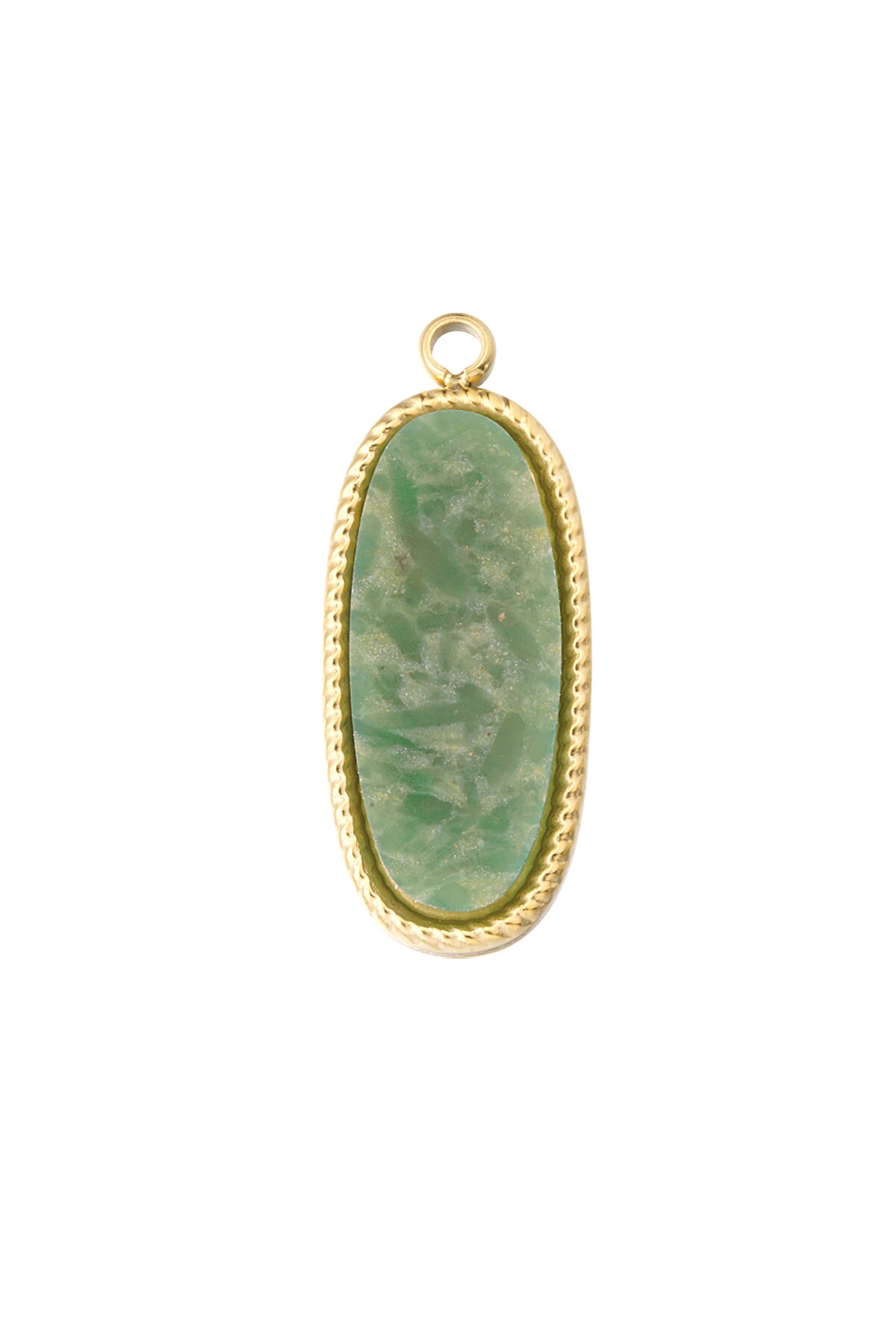 DIY vintage stone charm - green gold h5 