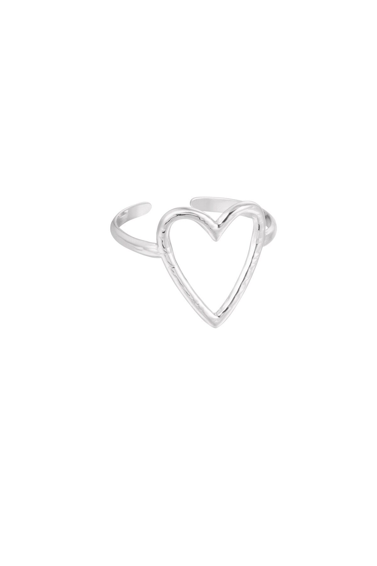 Ring big heart - Silver color h5 