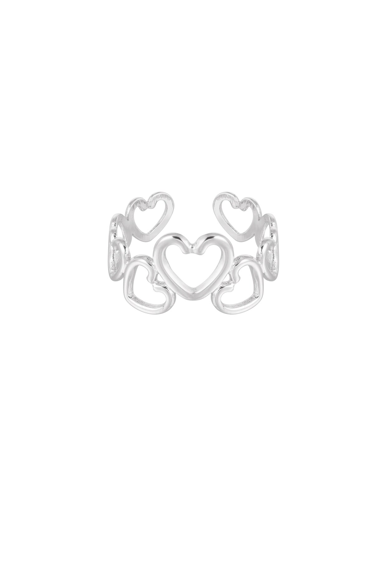 Ring hearts - Silver color h5 