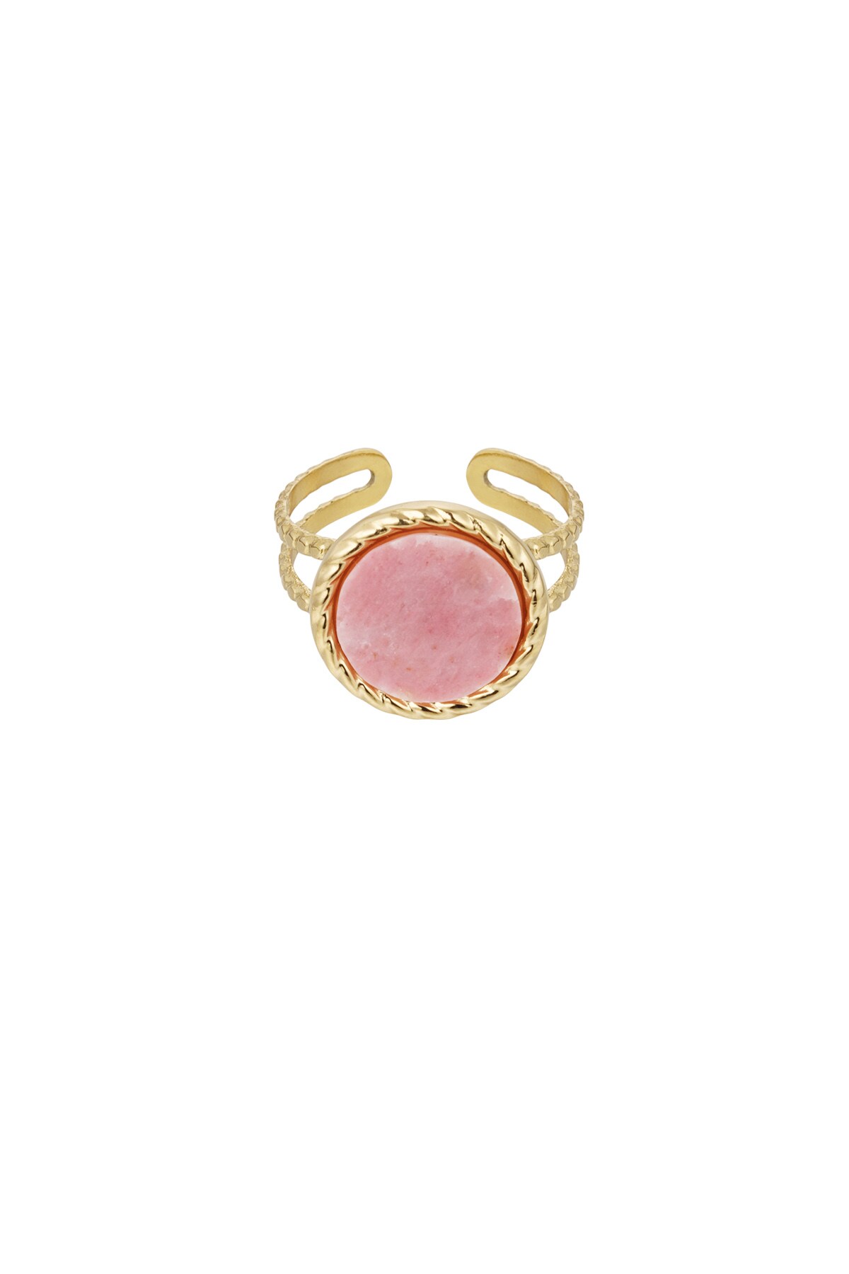 Anello pietra rotonda - oro/rosa h5 