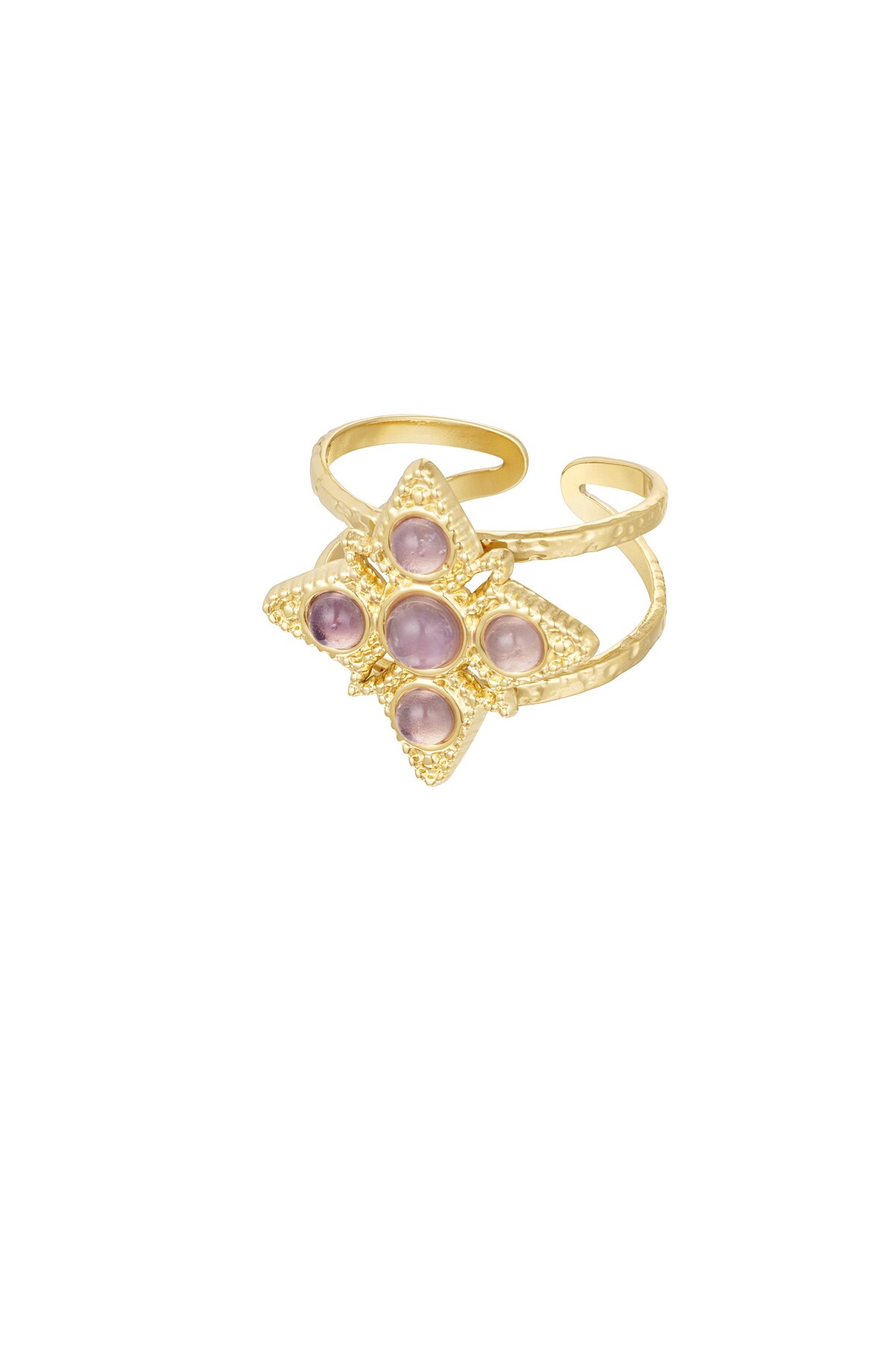 Ring star with stones - gold/purple h5 