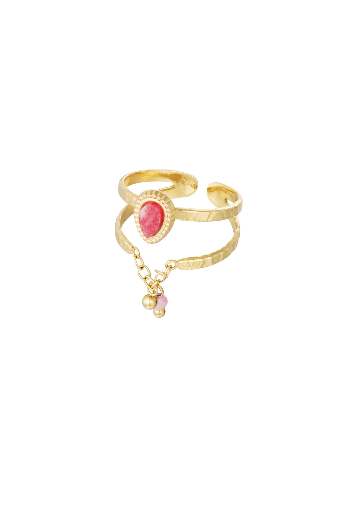 Bague élégante avec chaîne - or/rouge h5 