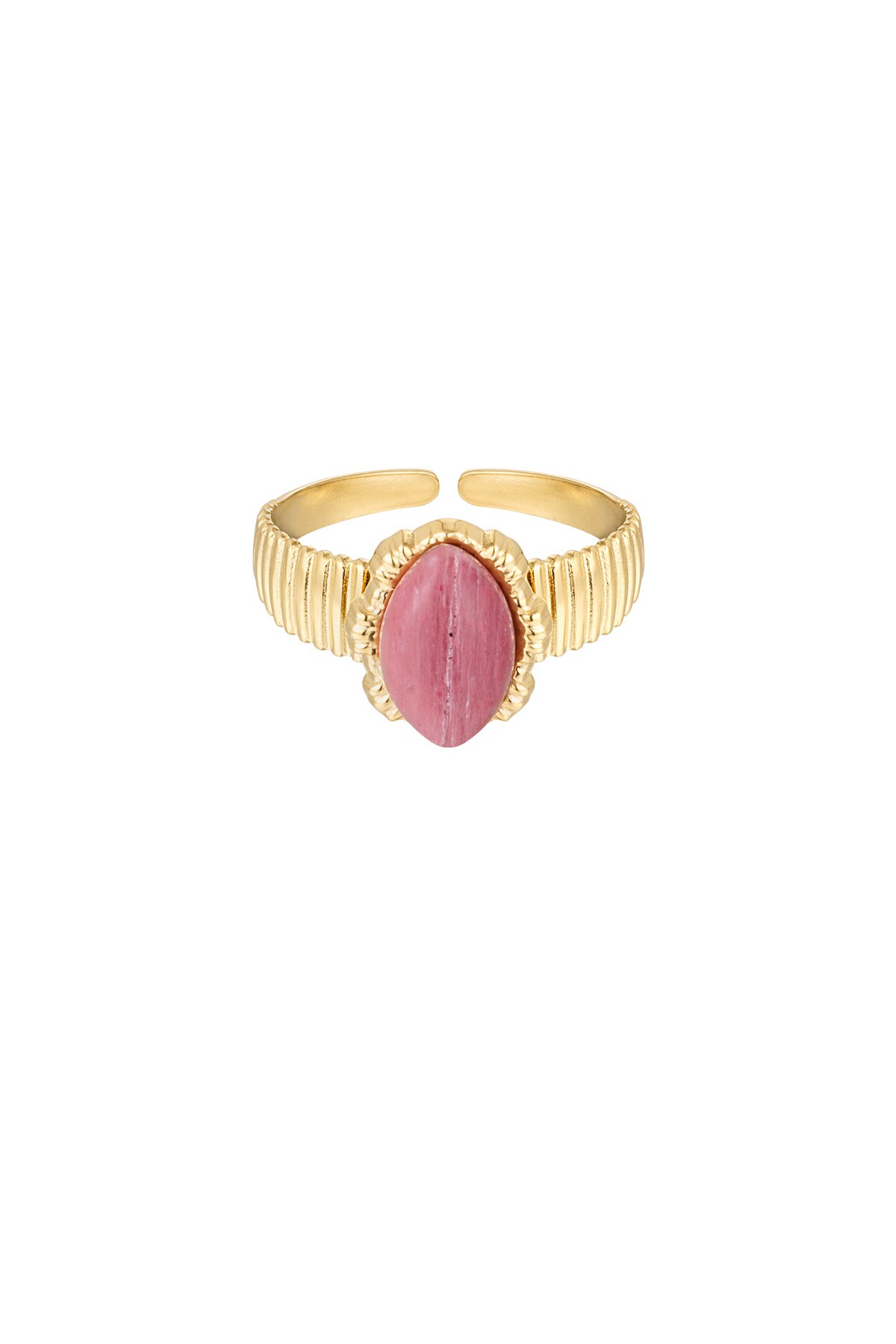 Ring with oval stone - gold/pink 