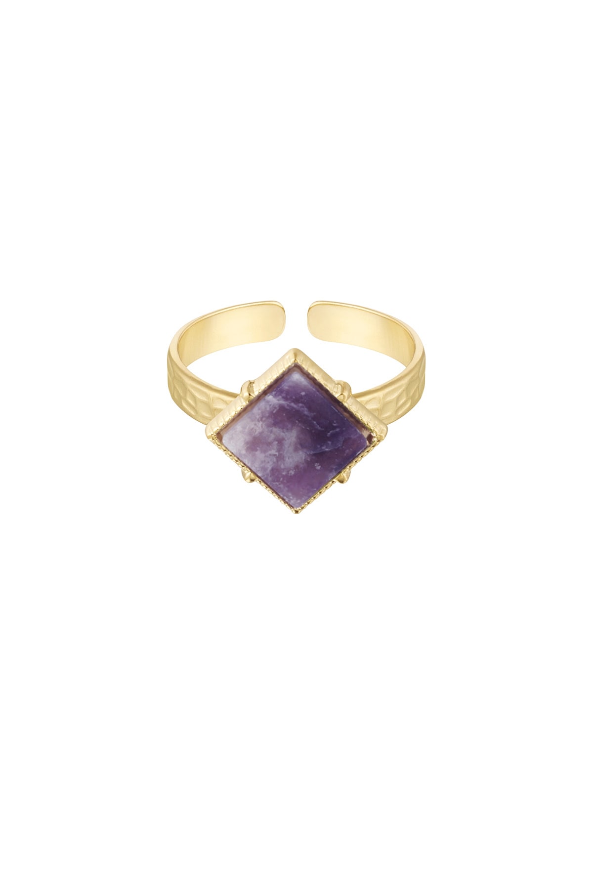 Anello pietra diamante - oro/viola h5 