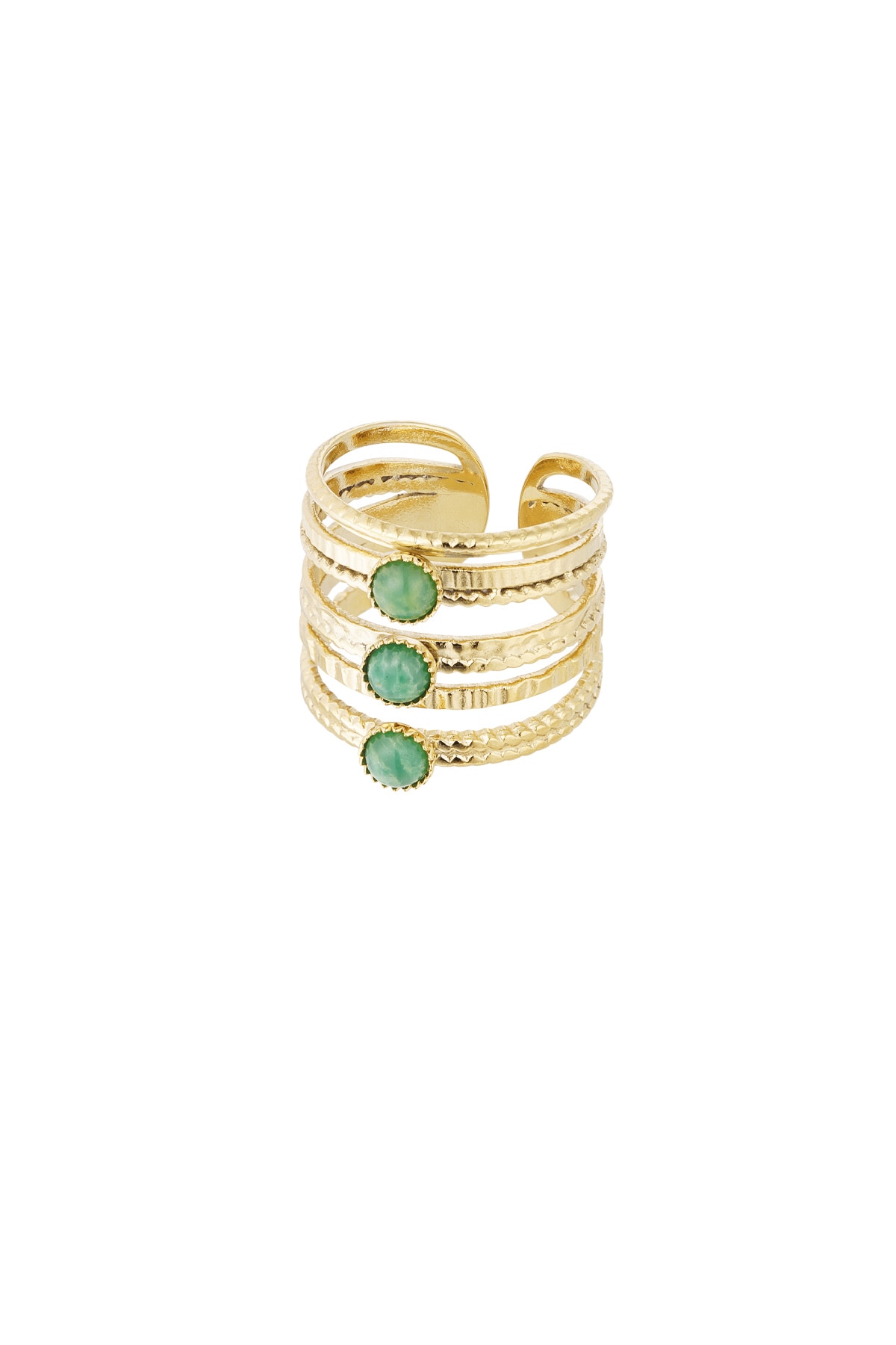 Bague pierre trois couches - or/vert h5 