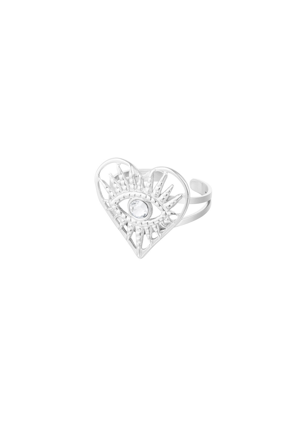 Ring heart with decoration - Silver color 