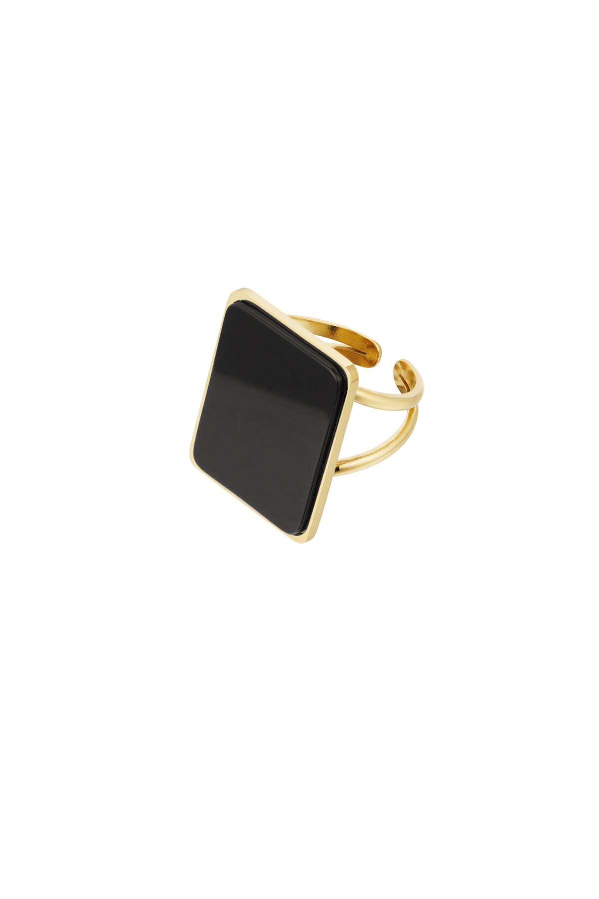 Ring square stone - gold/black h5 