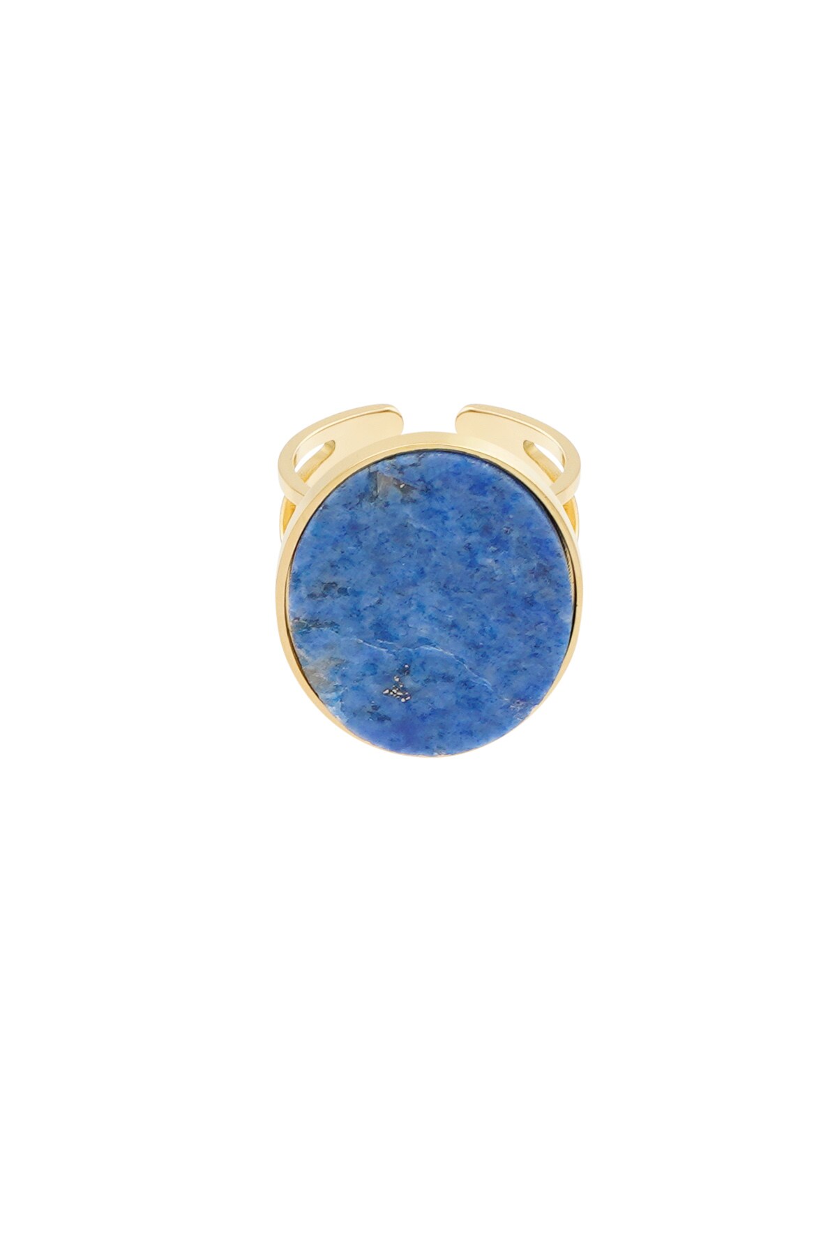 Ring großer Stein - Gold/Blau h5 