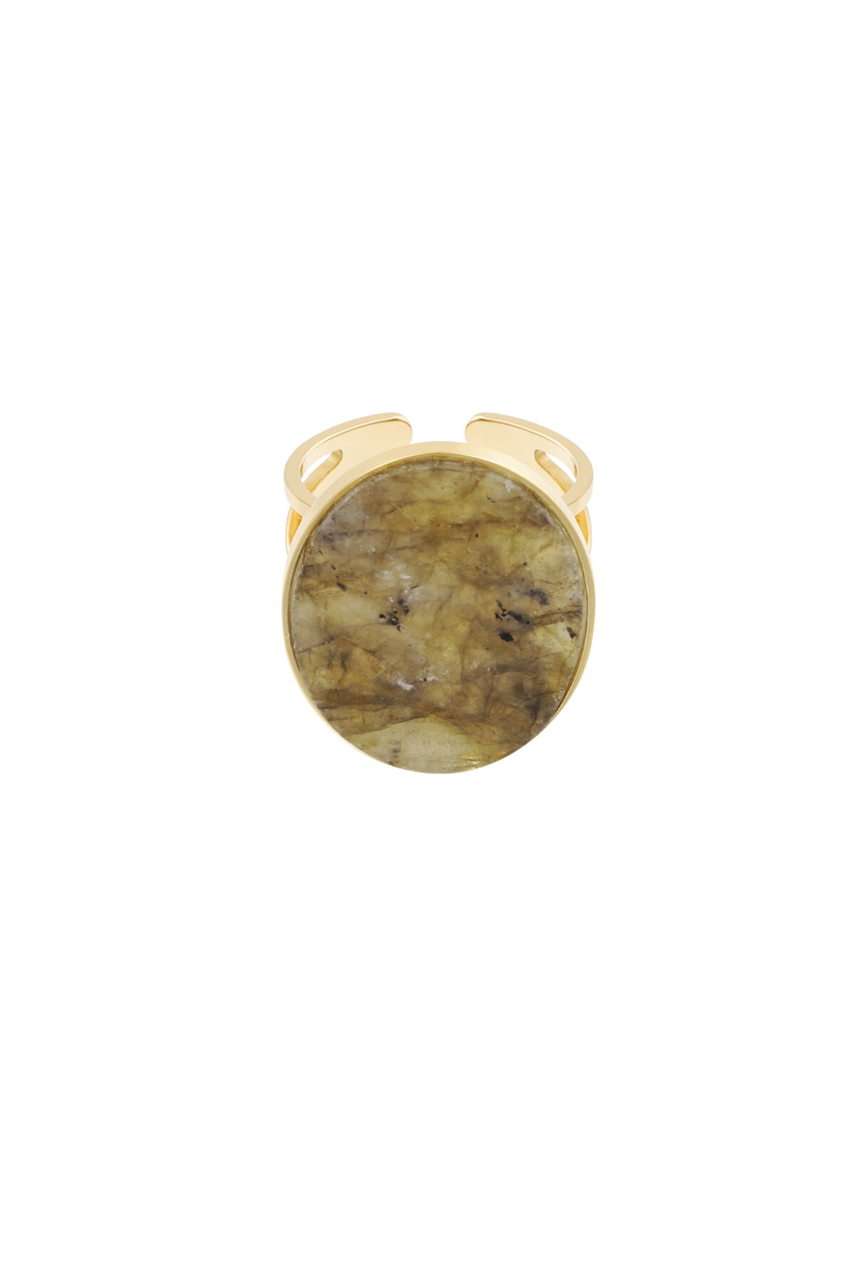 Ring large stone - gold/green h5 