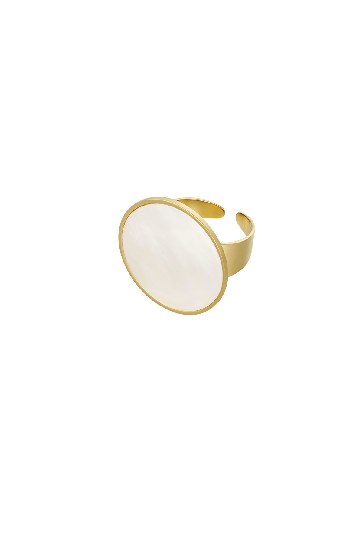 Ring round stone - gold/white 