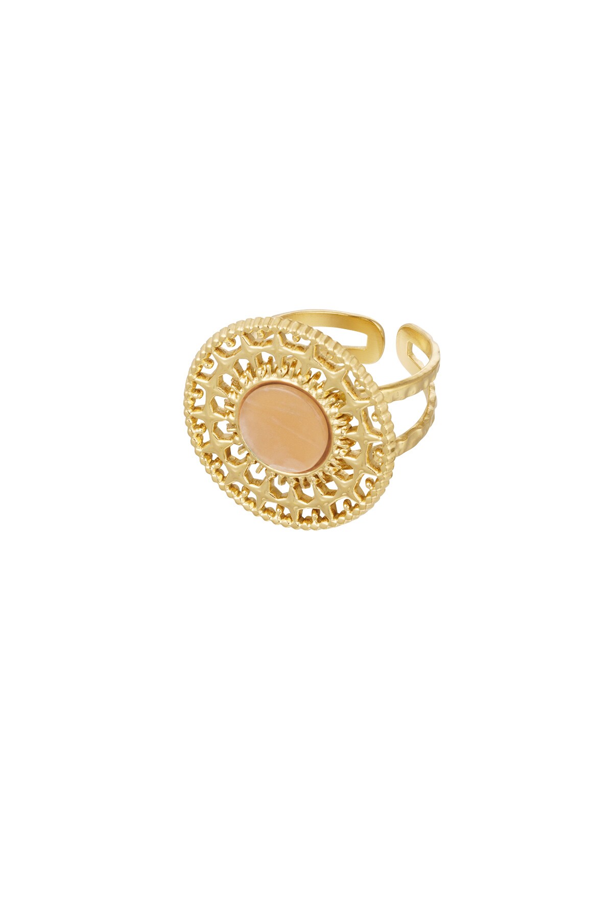 Baroque ring with stone - orange 