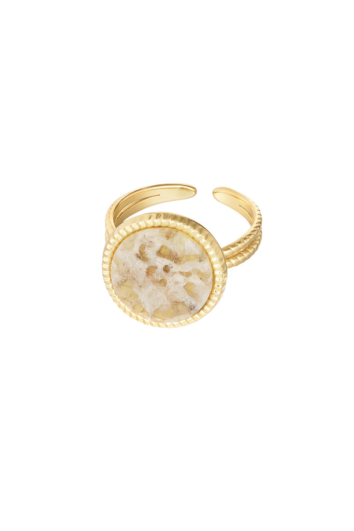 Ring runder Stein - Gold/Beige h5 