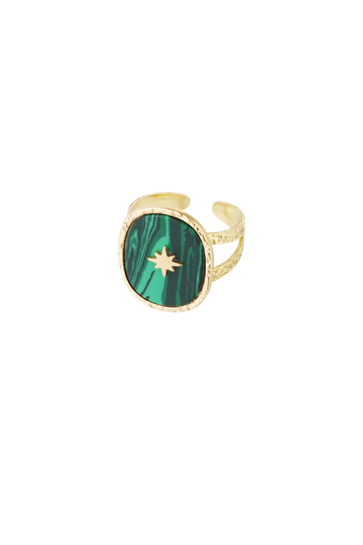 Ring stone with star - gold/green 