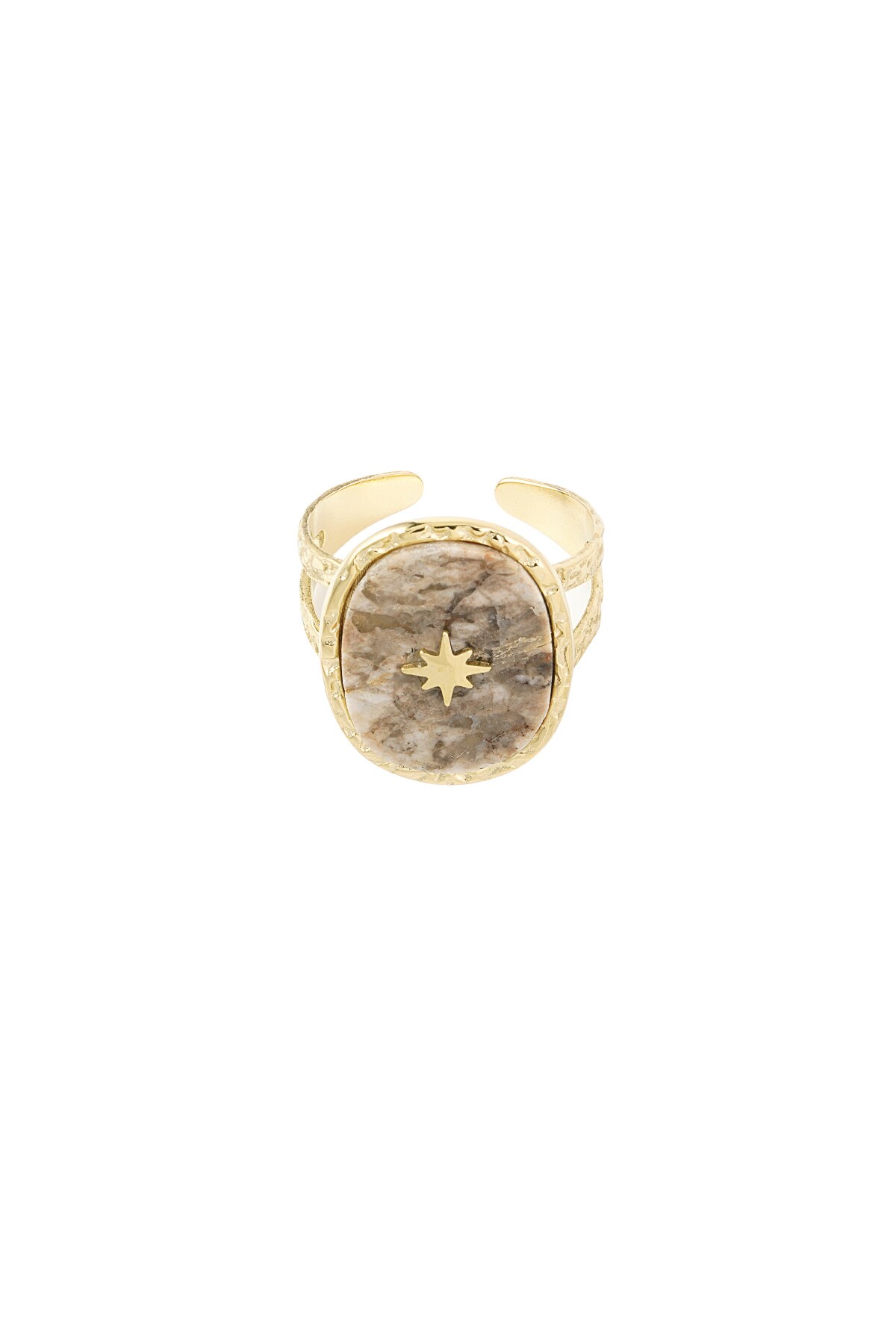 Ring stone with star - gold/beige 