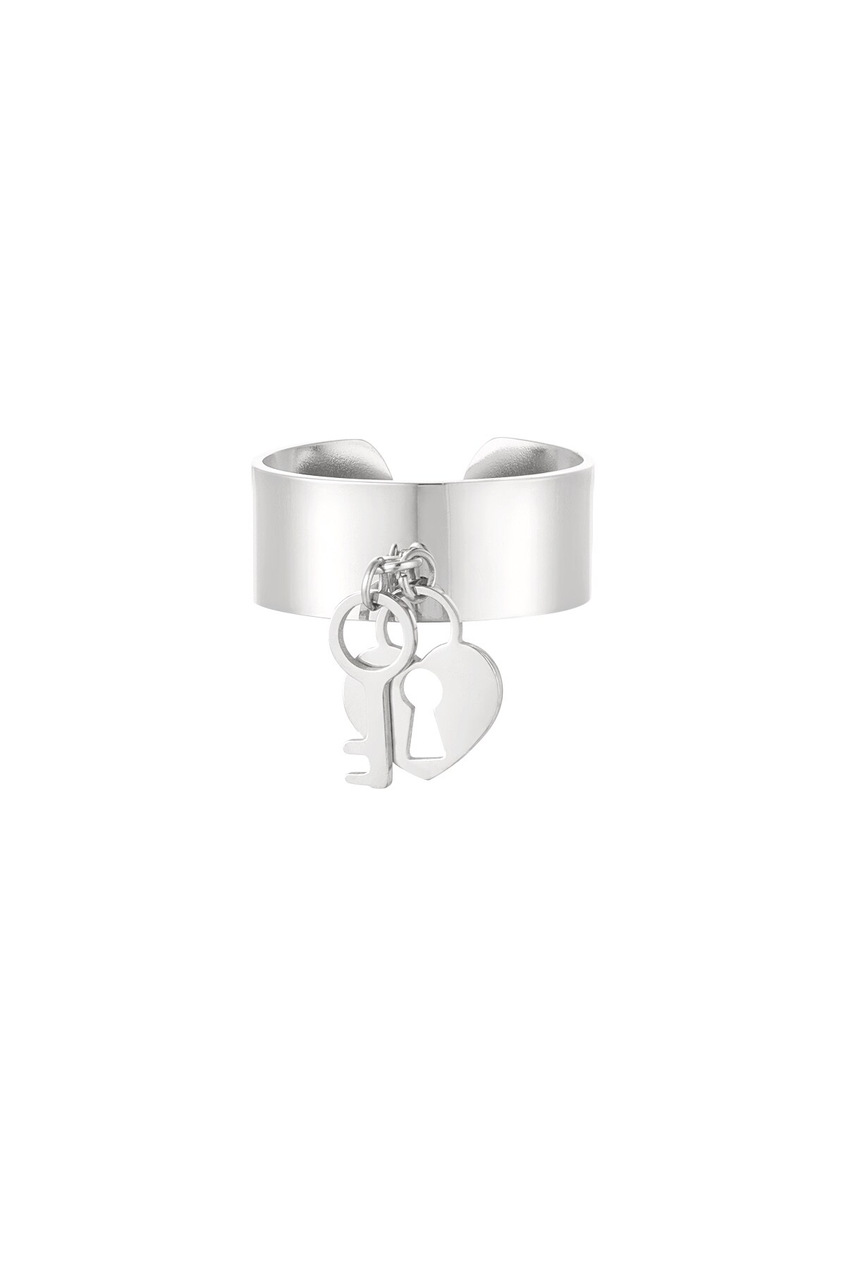 Ring lock and key - Silver color h5 