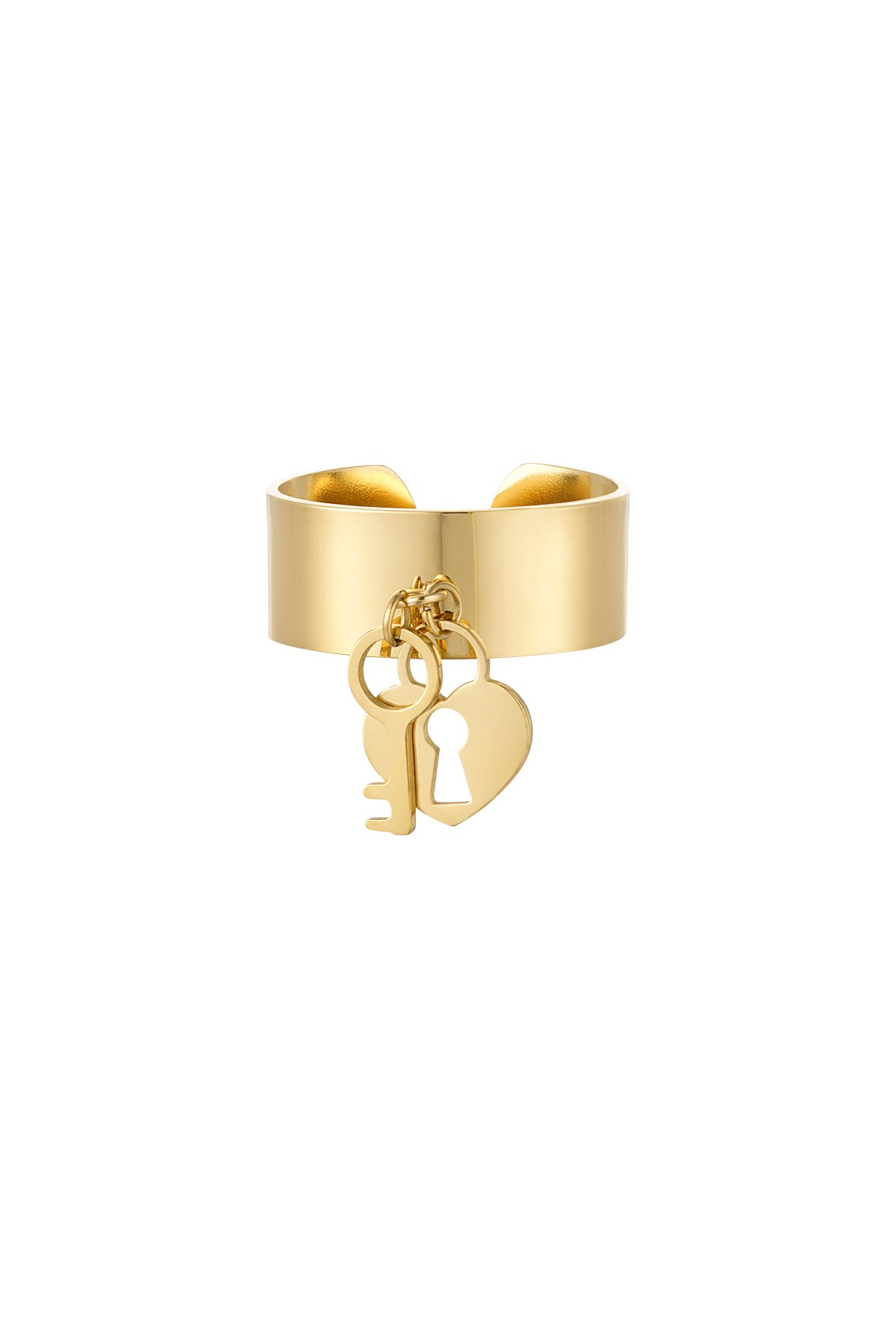 Ring lock and key - Gold color h5 