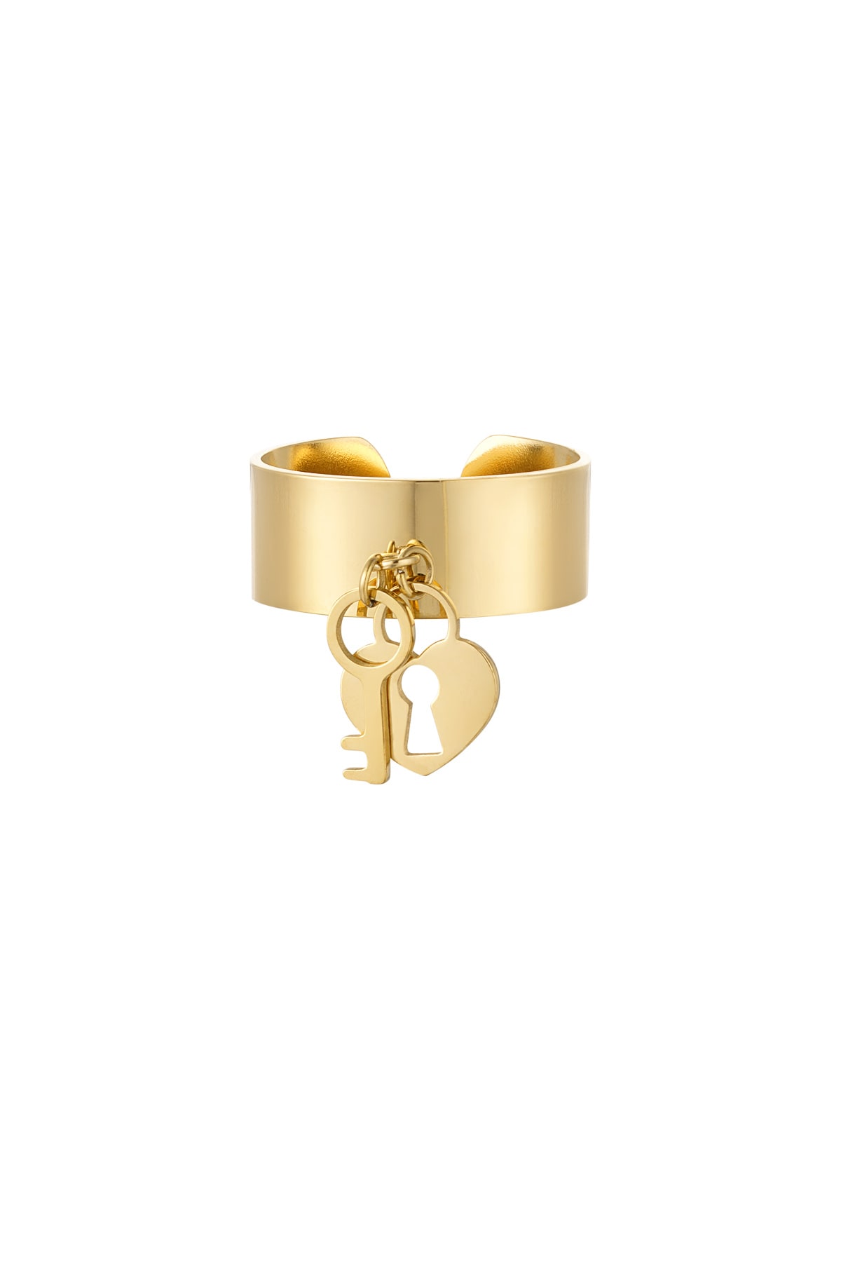 Ring lock and key - Gold color 