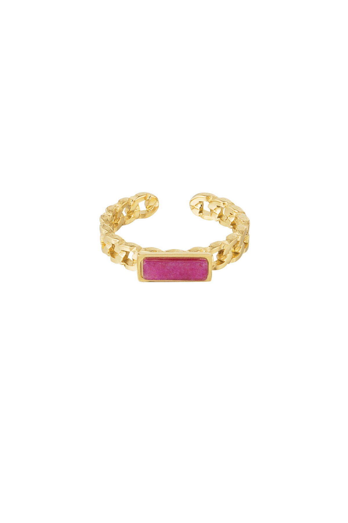 Ring links thin stone - gold/fuchsia h5 