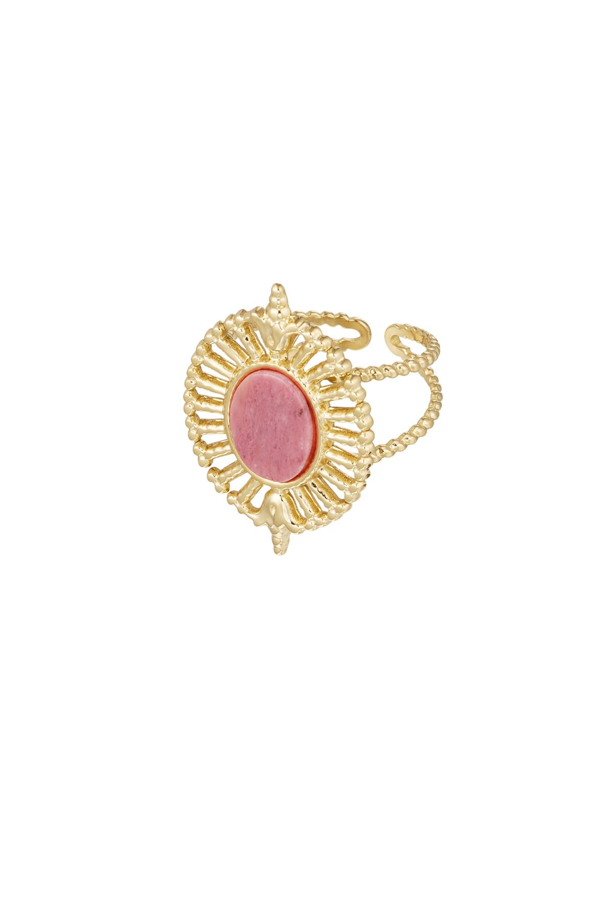 Ring fan with stone - pink gold