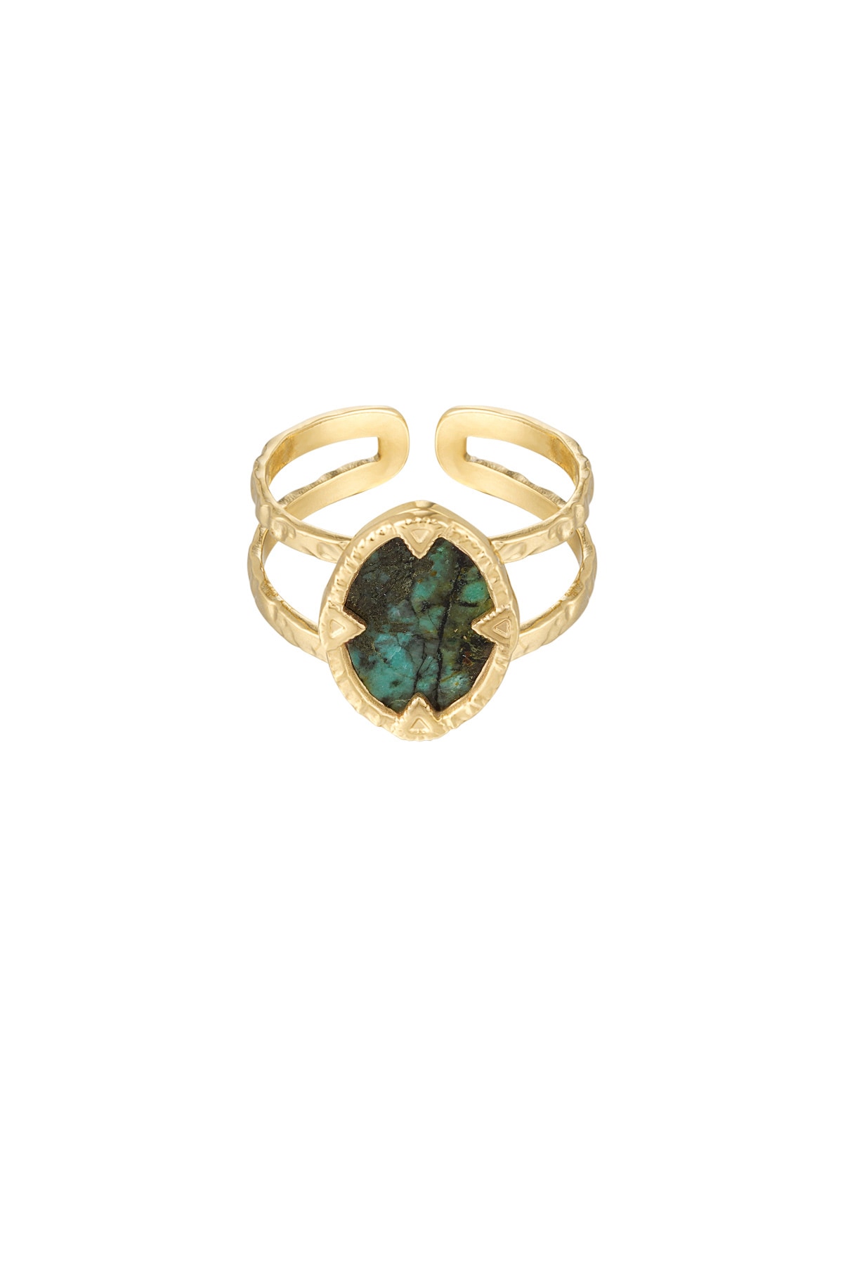 Ring with stone - gold/green 