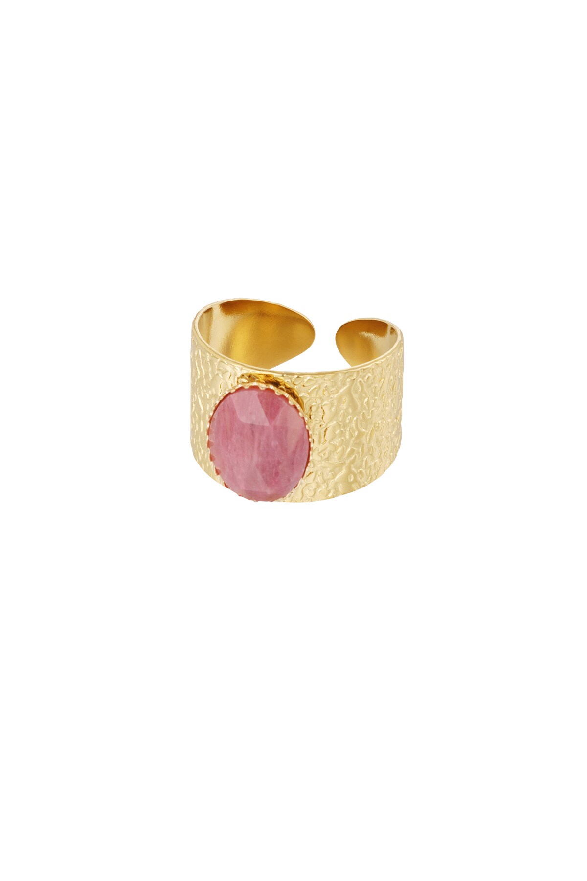 Robust ring with stone - pink gold h5 