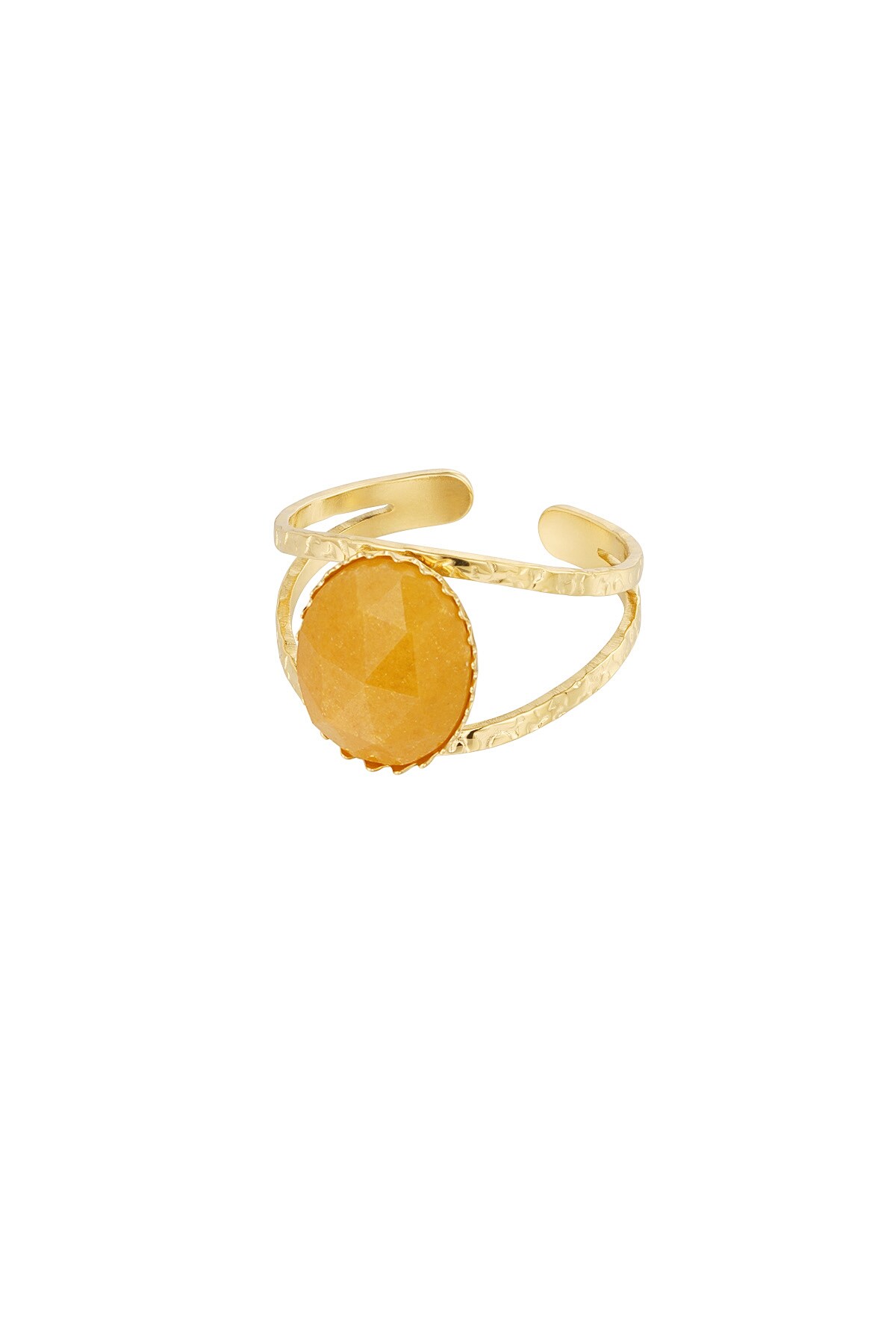 Robust open ring with stone - Gold color h5 