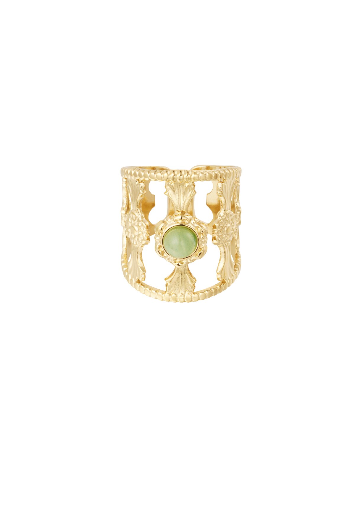 Graceful ring with stone - green 