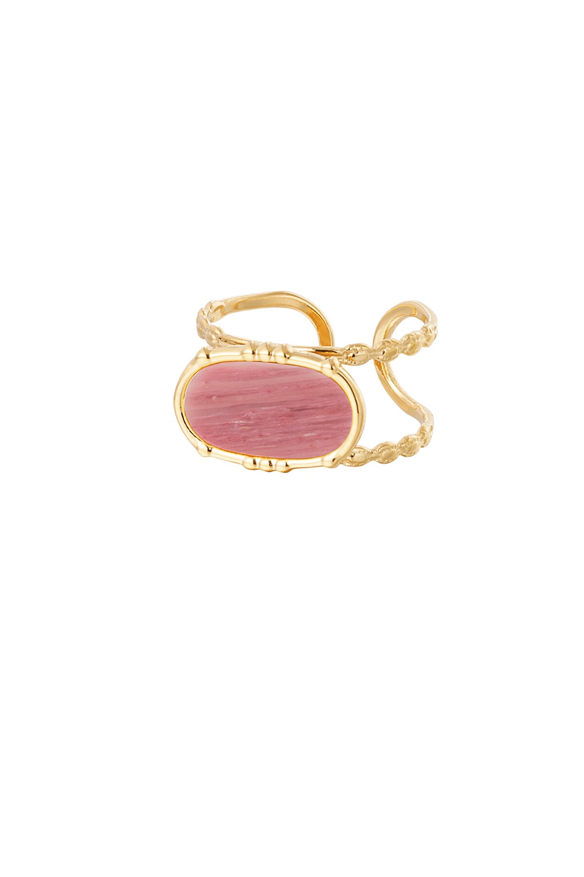 Anello classico pietra allungata - oro/rosa h5 