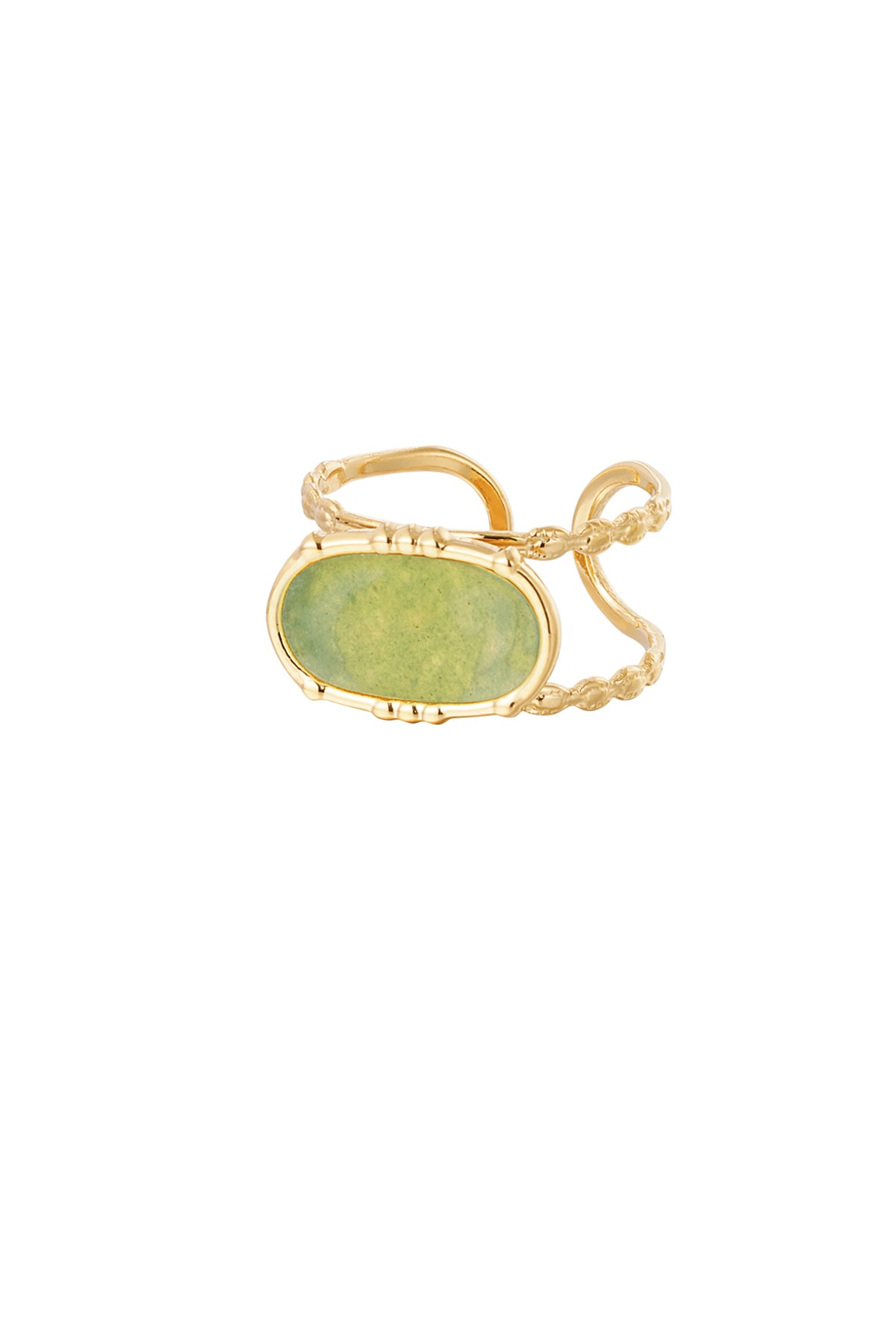 Ring classic elongated stone - gold/light green 