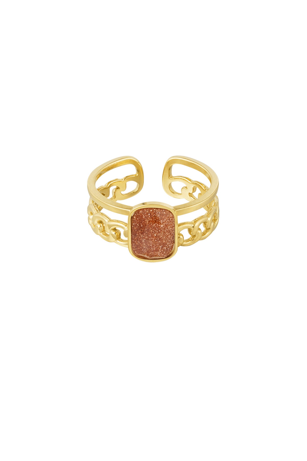 Elegant ring with stone - gold/red h5 