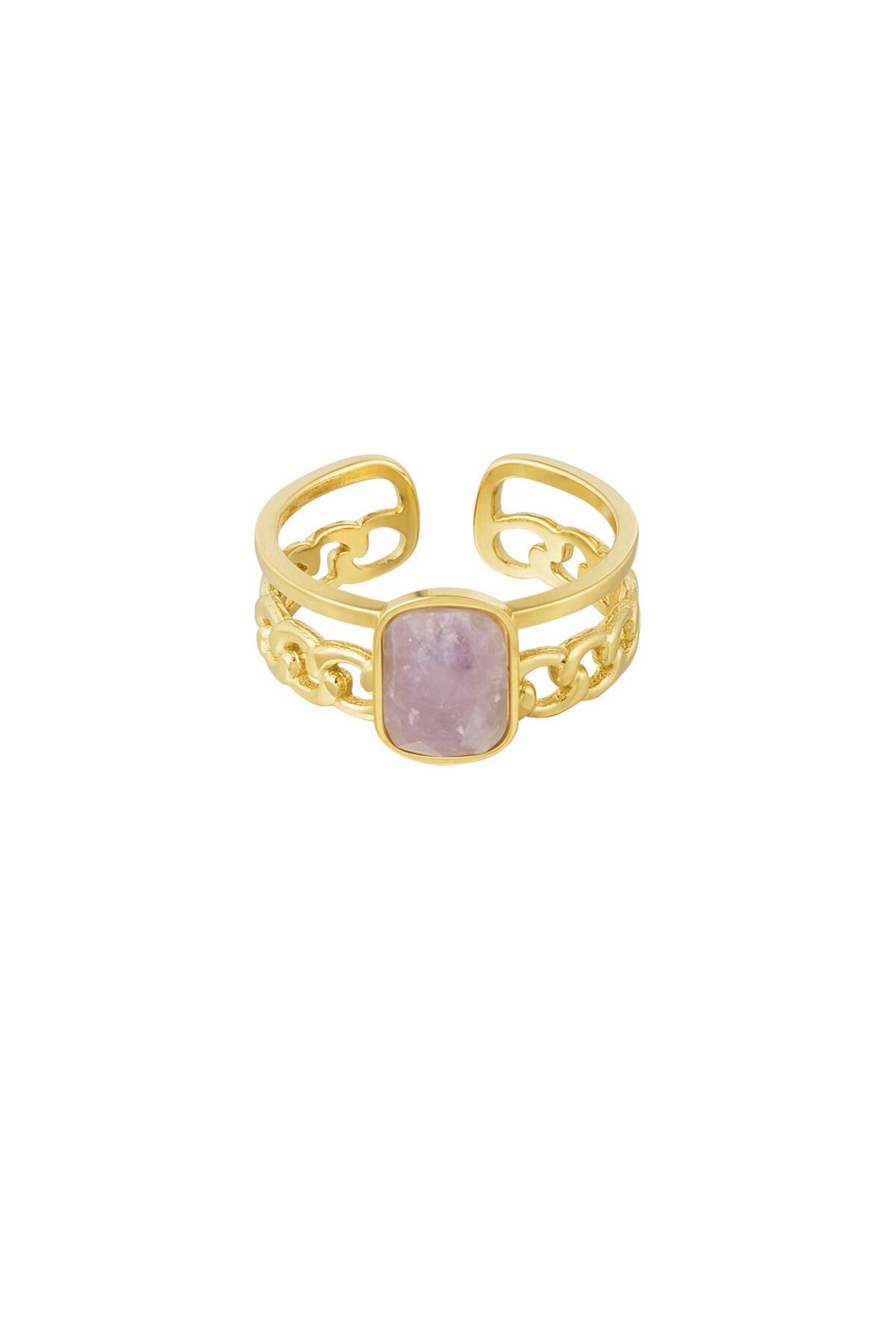 Elegant ring with stone - gold/purple 