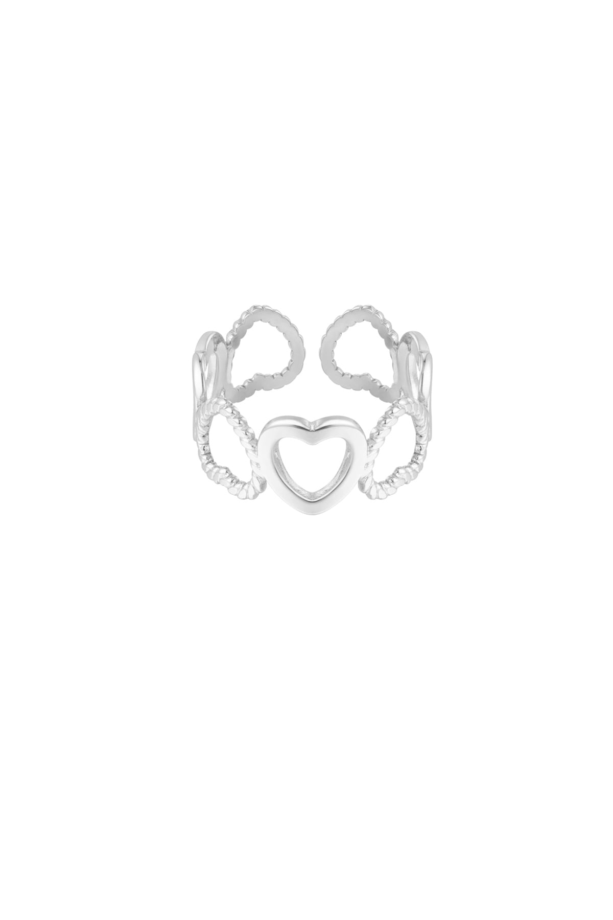 Ring different hearts - Silver color h5 