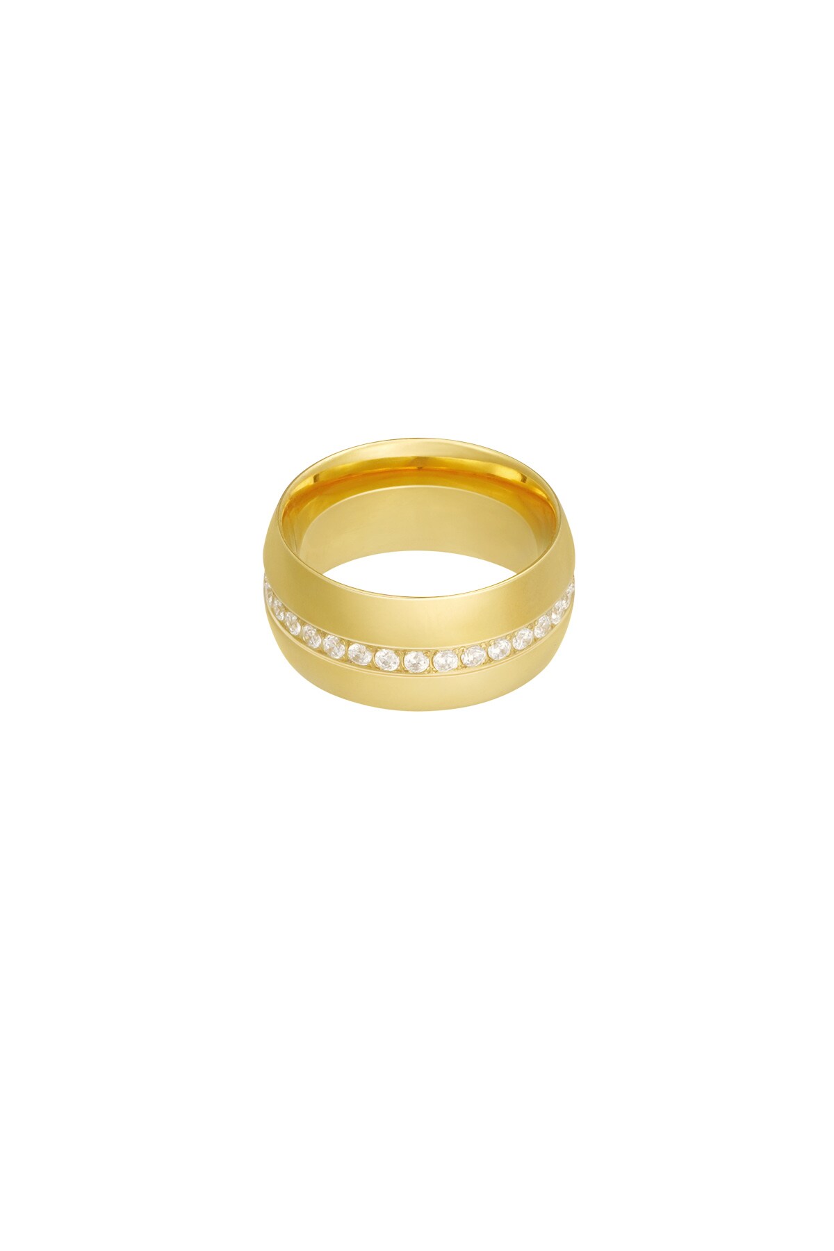 Ring wide with stones - Gold color h5 