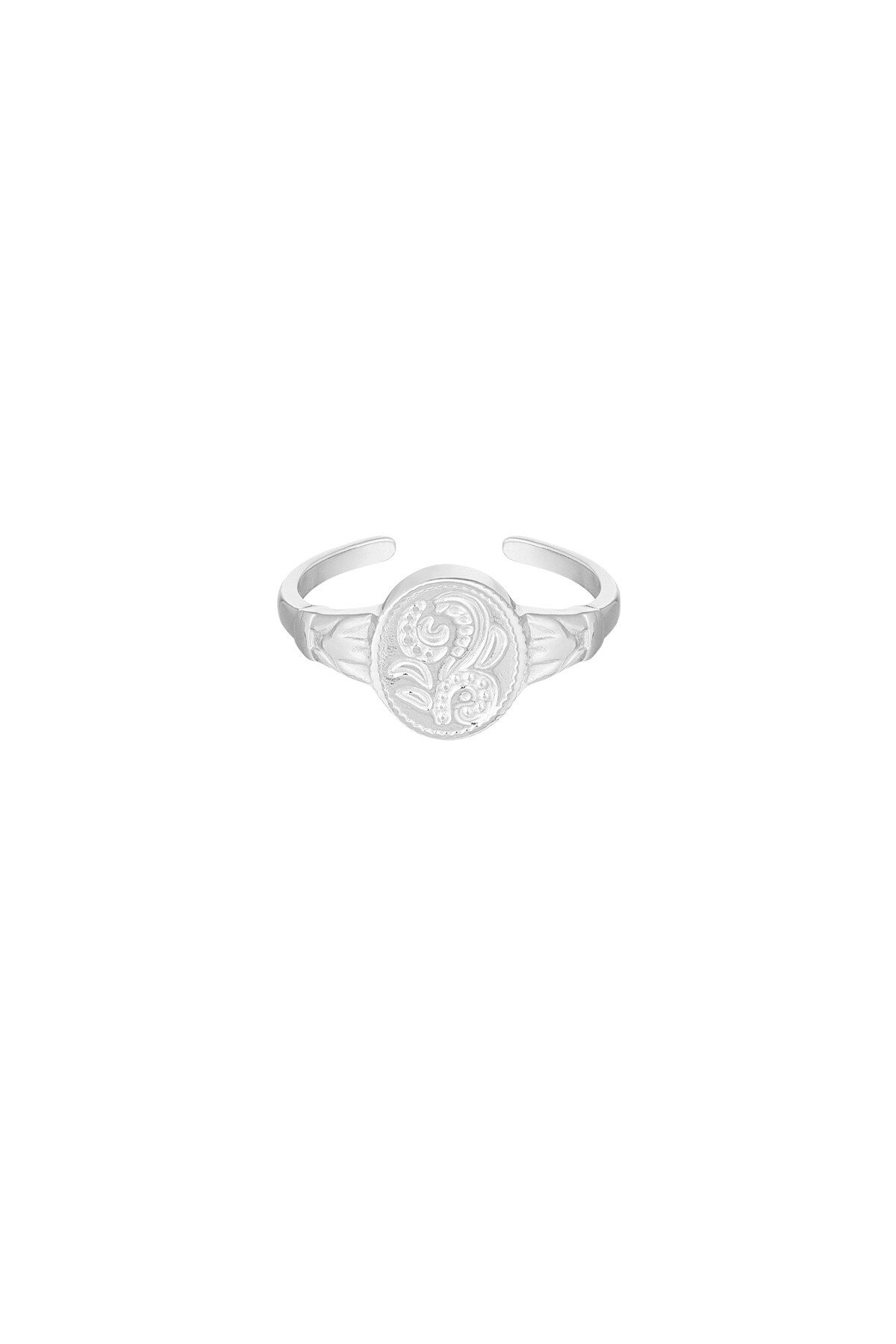 Ring flower one size - Silver color h5 