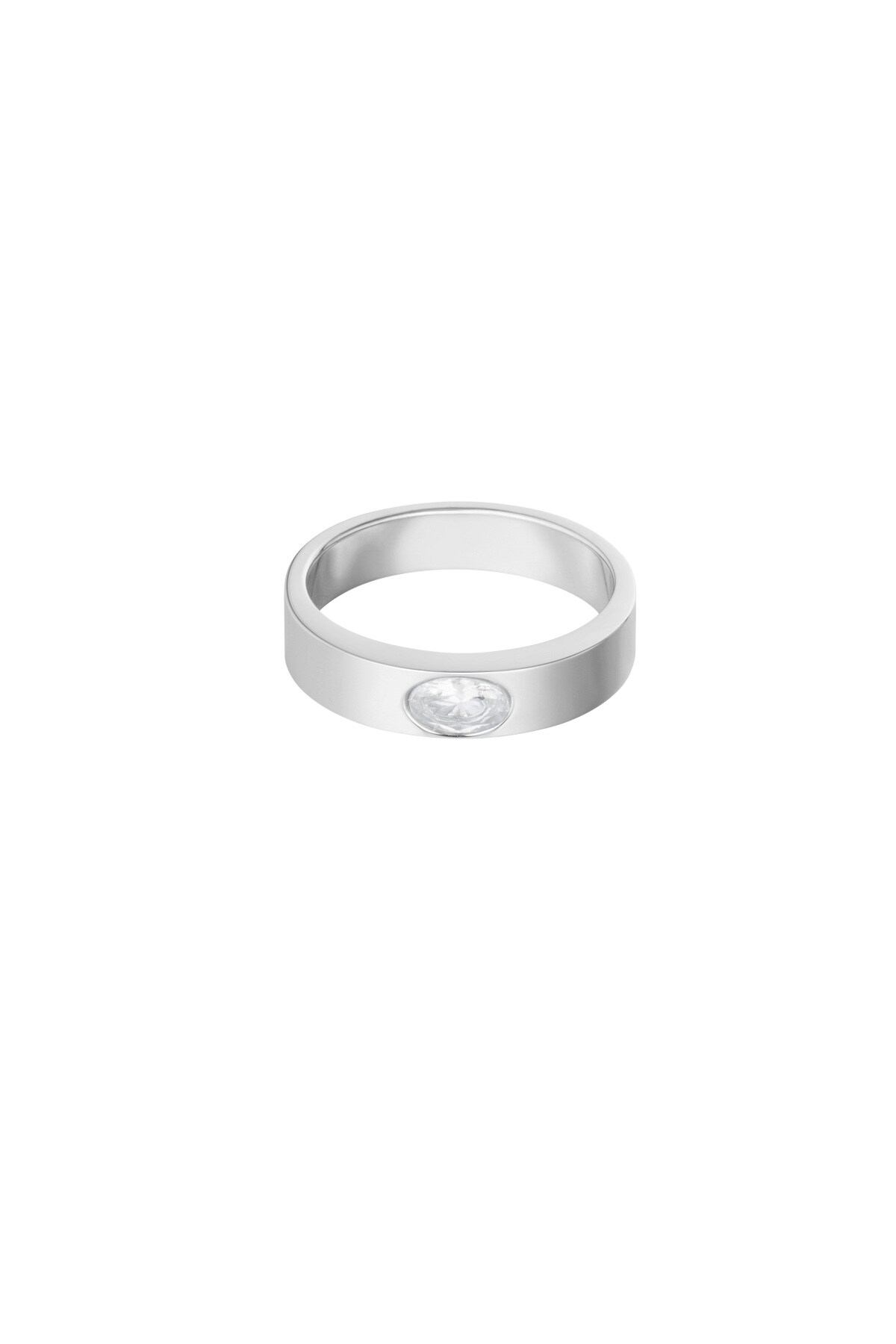 Ring basic with stone - silver/white h5 