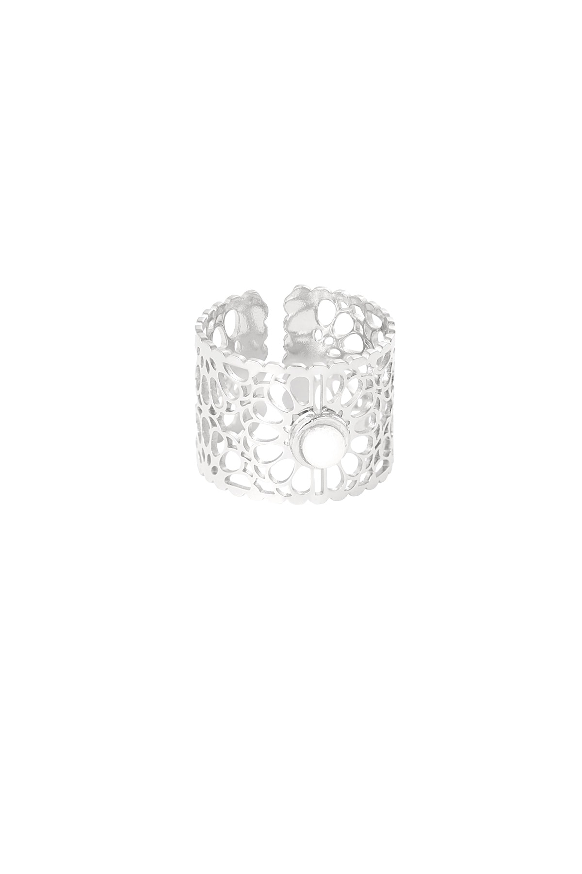 Ring mandela flower - Silver color h5 