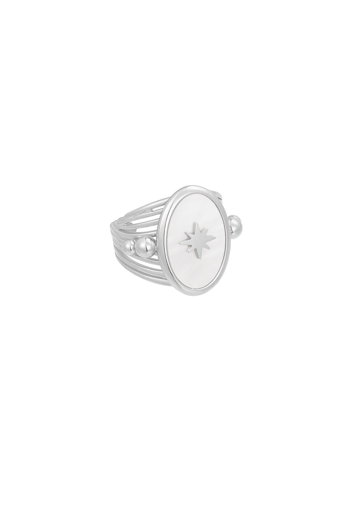 Ring enamel star - Silver color h5 